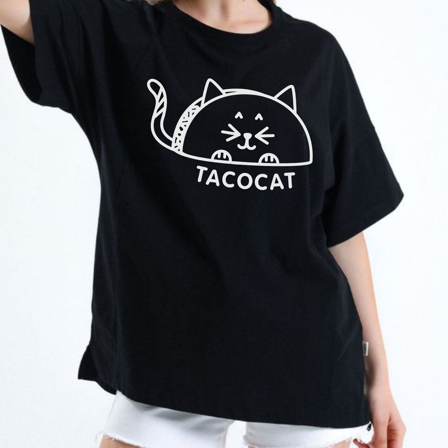 Funny Tacocat Tee - Cute Palindrome Cat Taco Shirt, Apparel for Food & Cat Lovers