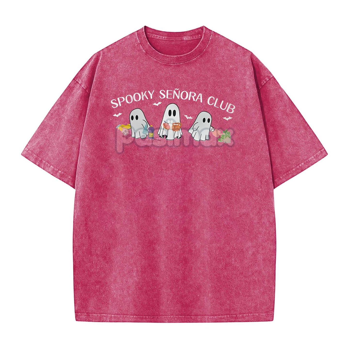 "Spooky Señora Club" Vintage Acid Wash T-Shirt – Unisex Graphic Shirt, Retro Vibe