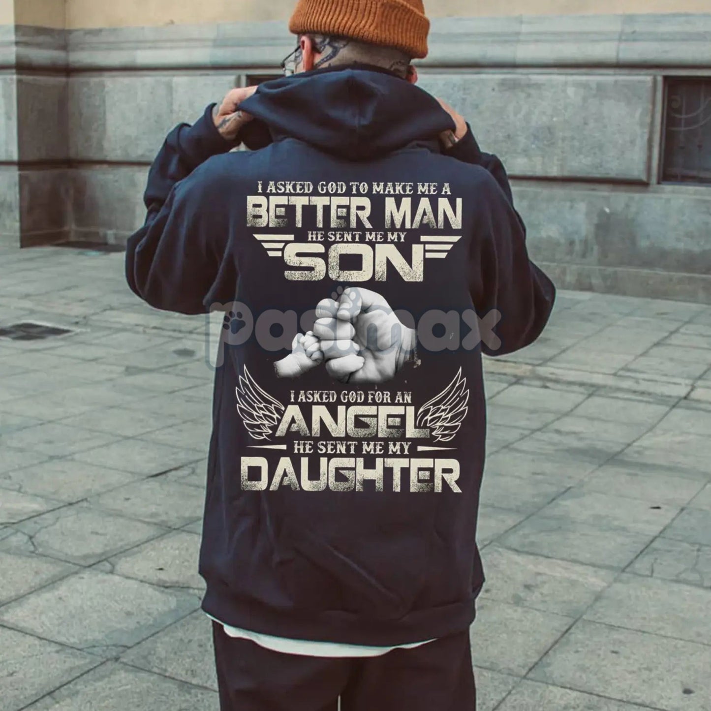 Dad Hoodie – "God Made Me a Better Man with My Son" Pullover, Christian Fatherhood Gift