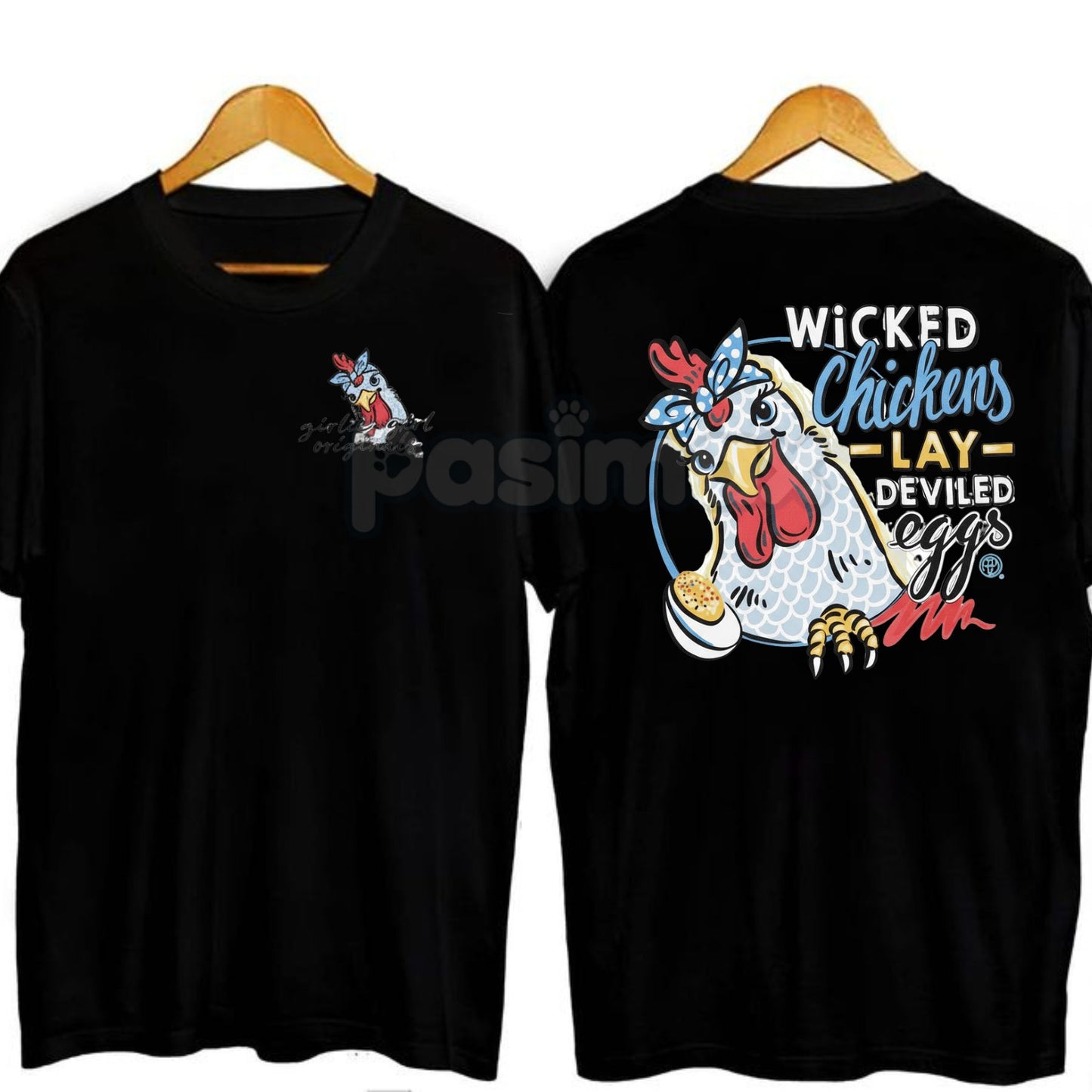 "Wicked Chickens Lay Deviled Eggs" T-Shirt - Funny Farm Pun Tee, Humorous Chicken Apparel