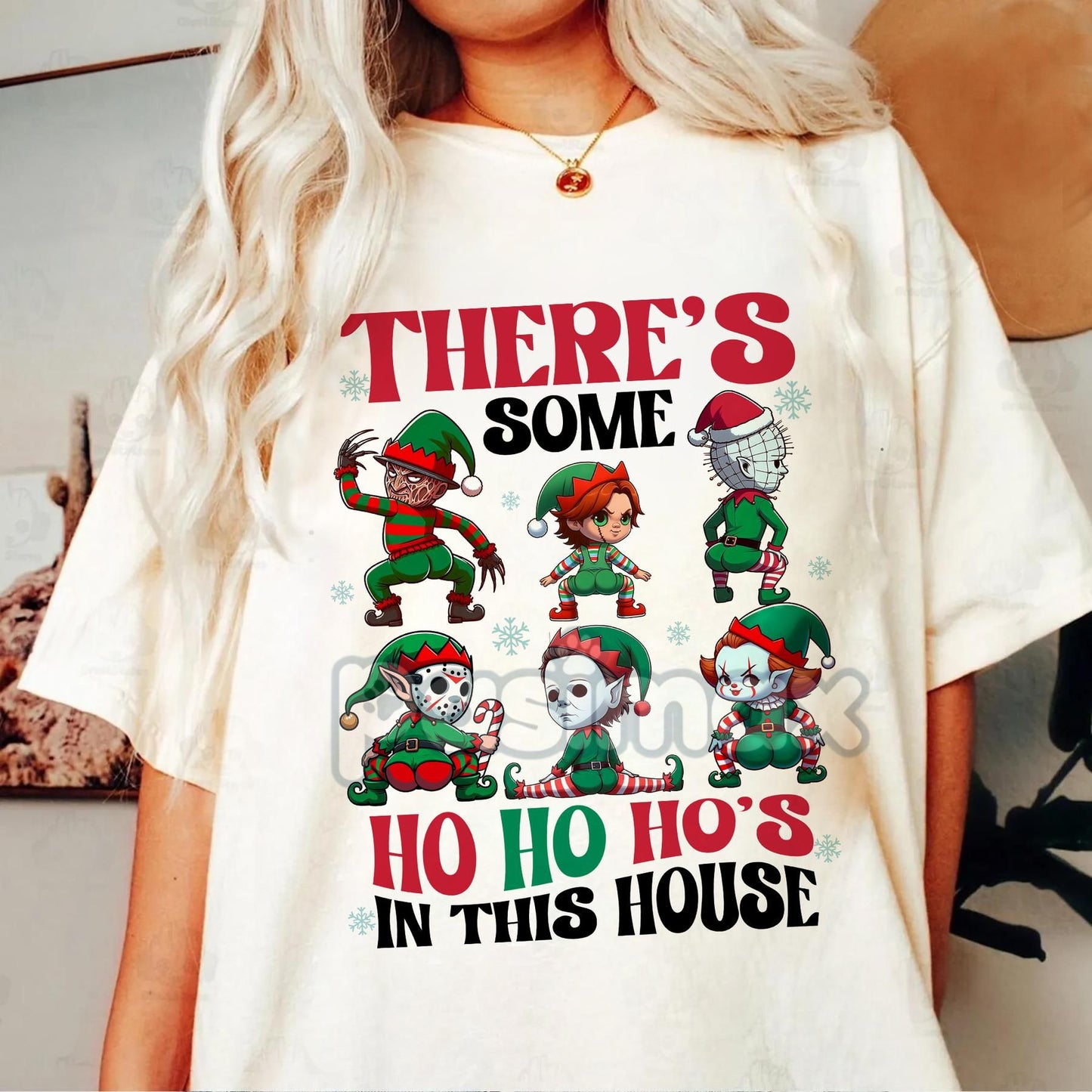 Merry Creepmas T-Shirt - Christmas Halloween Movies Characters Tee, Chibi Movie Characters Shirt