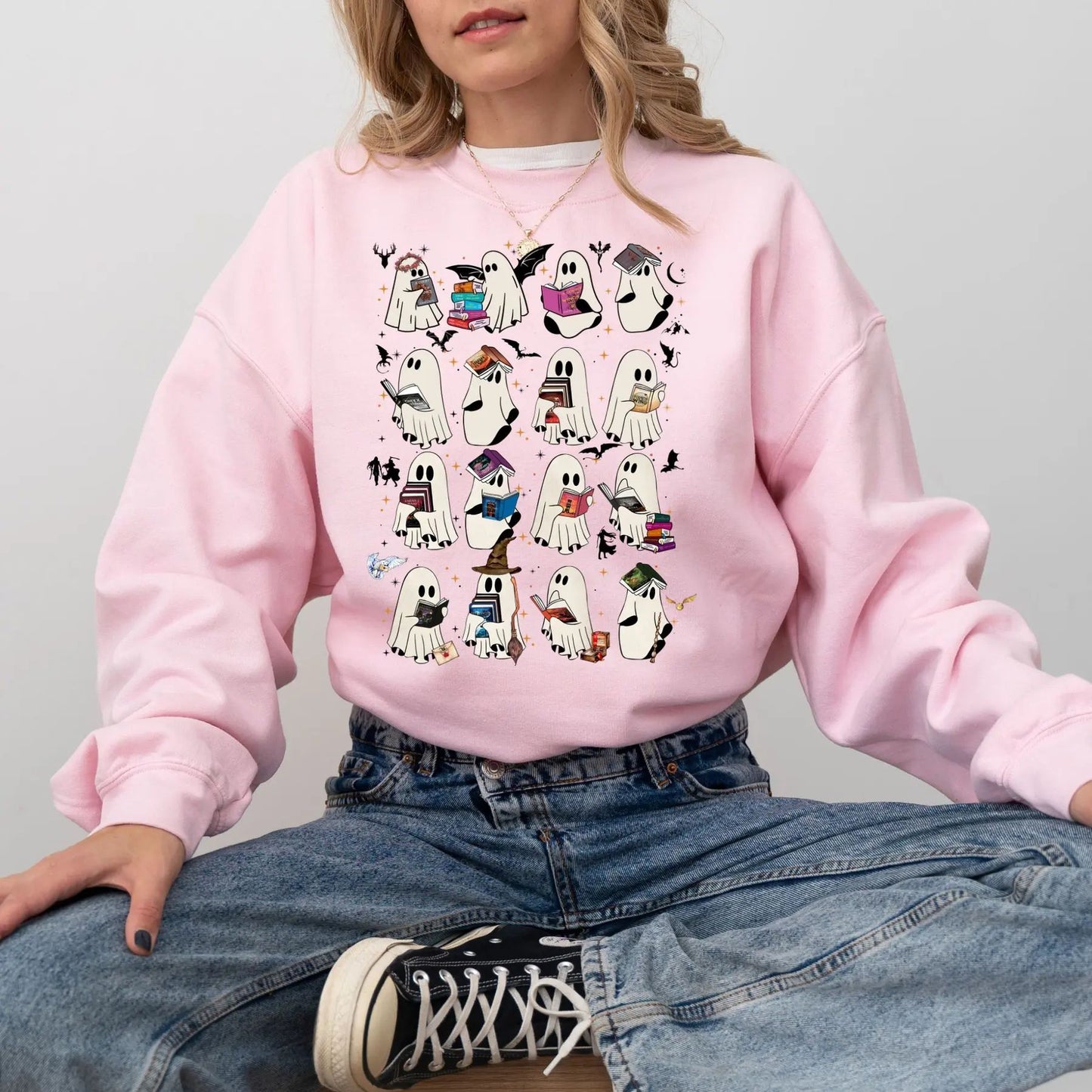 Retro Ghost Book Sweatshirt – Fourth Wing, ACOTAR & SJM Book Lover Gift