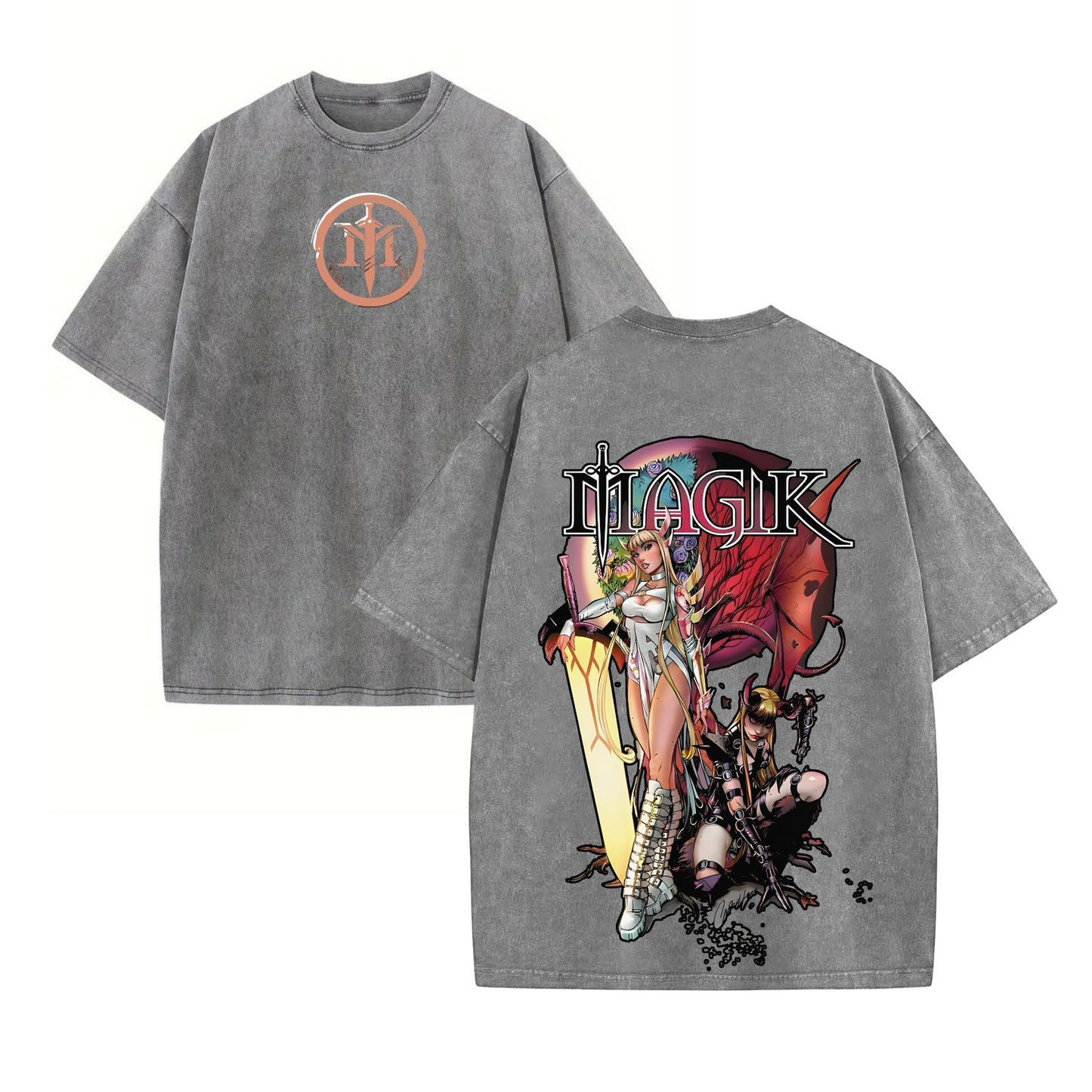 Magik Retro Vintage Comic Wash Tee – Marvel X-Men Mutant T-Shirt for Comic Fans