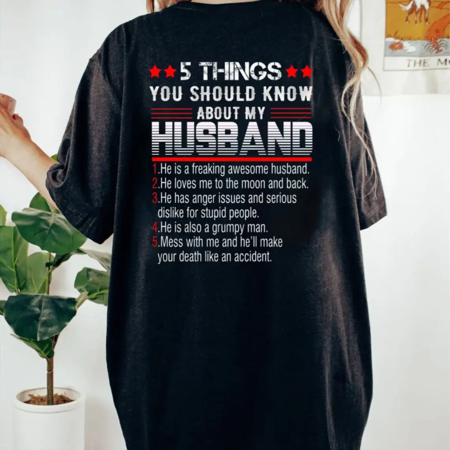 "5 Things You Should Know About My Husband" T-Shirt - Funny Wife Tee, Gift for Her from Husband