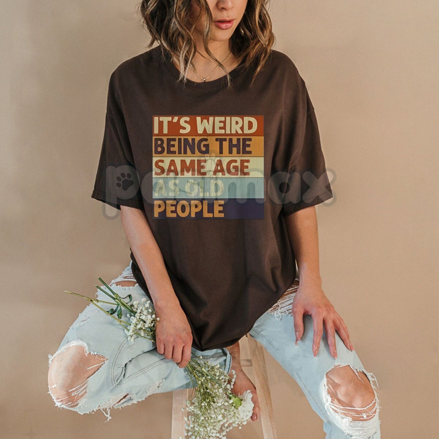 "It's Weird Being The Same Age As Old People" T-Shirt - Funny Retro Sarcastic Slogan Tee, Unisex Midlife Crisis Humor Shirt, Relatable Age Joke Apparel