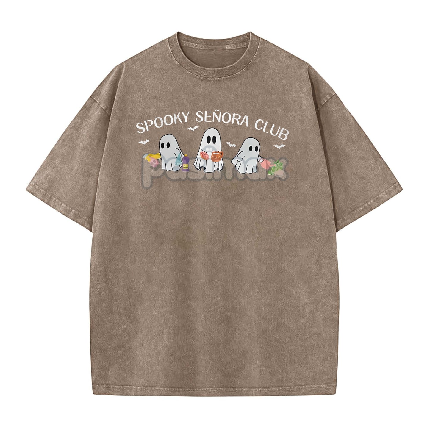 "Spooky Señora Club" Vintage Acid Wash T-Shirt – Unisex Graphic Shirt, Retro Vibe