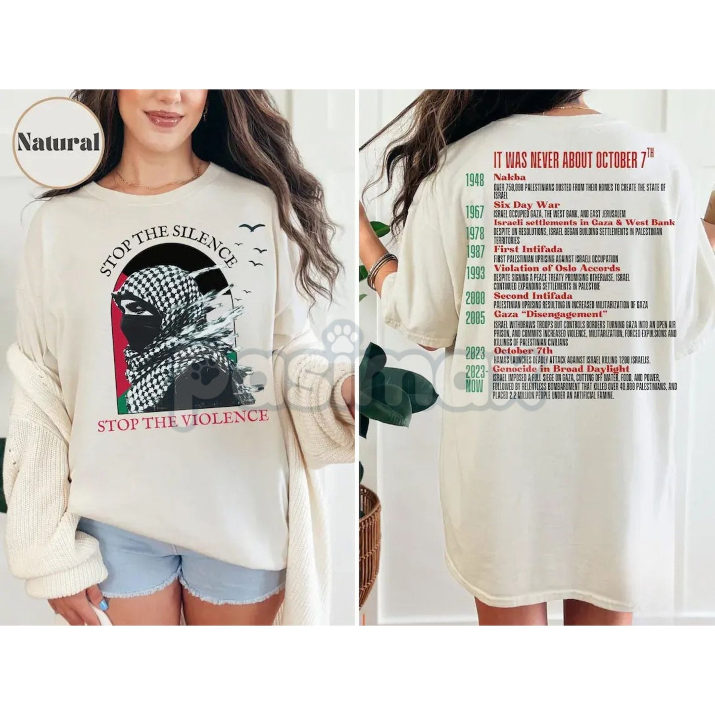 "Stop the Silence" Human Rights T-Shirt - Free Palestine History of Protest Tee, Activism Statement Shirt