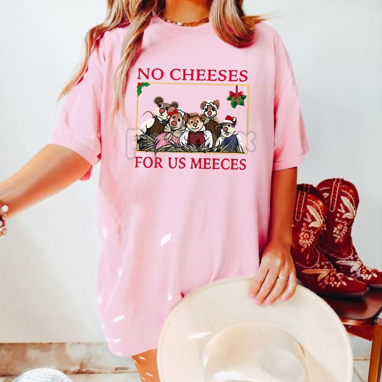 "No Cheeses For Us Meeces" Christmas Shirt - Funny Holiday Carol Inspired Design, Nostalgic Party Tee