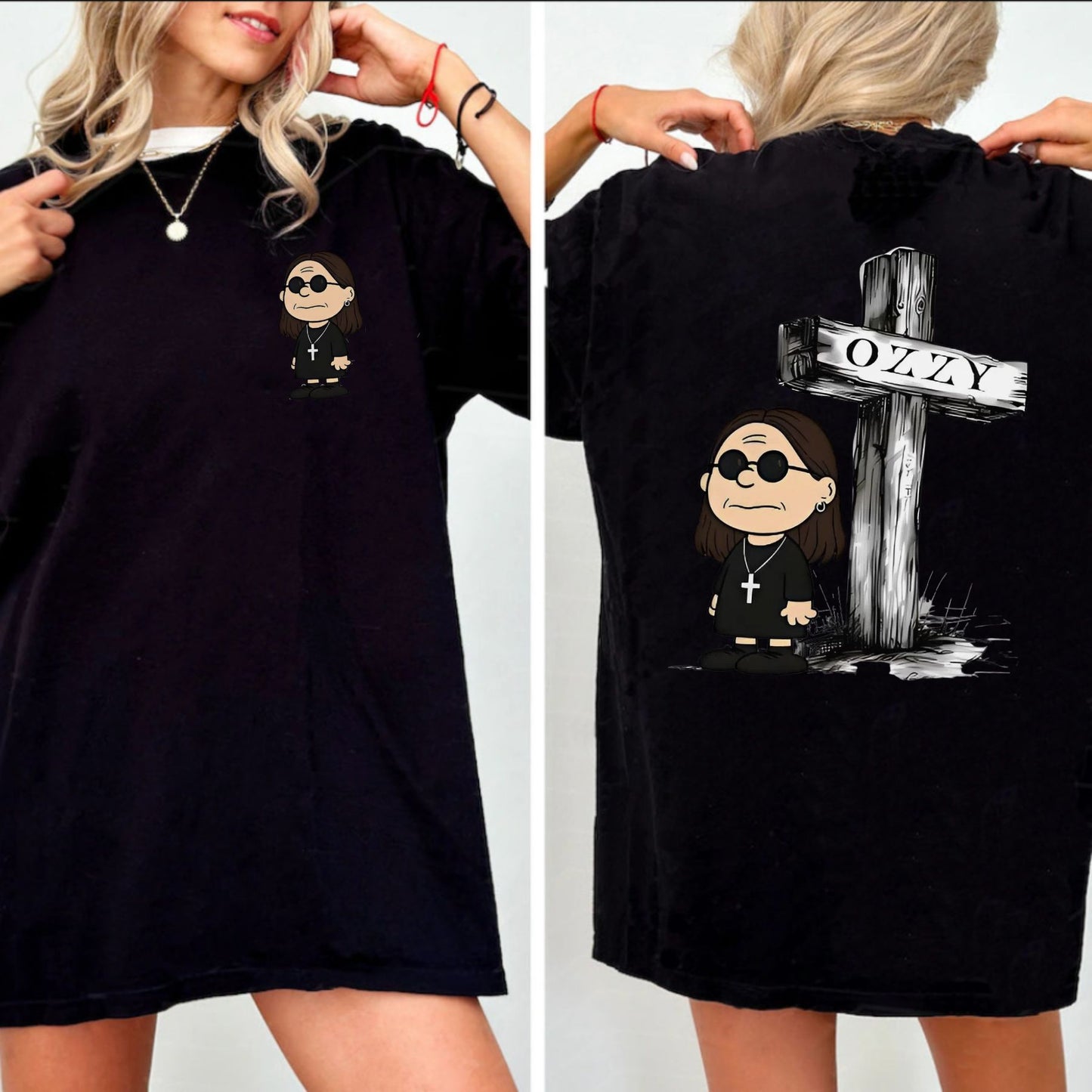 Ozzy Osbourne Tribute Tee - Charlie Brown Rock Band Graphic Shirt, Funny Rock & Cartoon Mashup