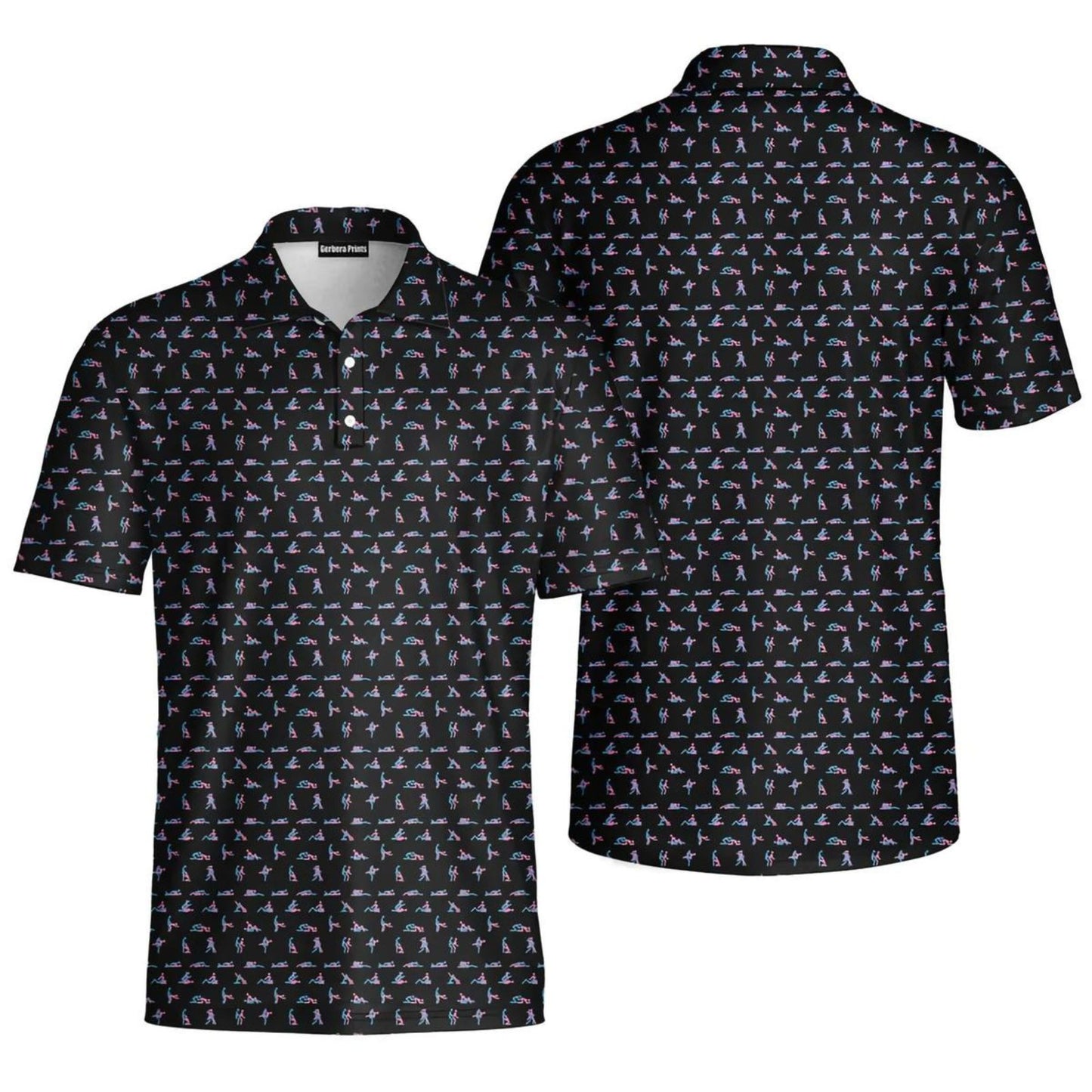 Stick Figure S-e-x Ed Polo Shirt – Funny Golf Polo for Men, Father's Day Gift, Breathable Athletic Menswear