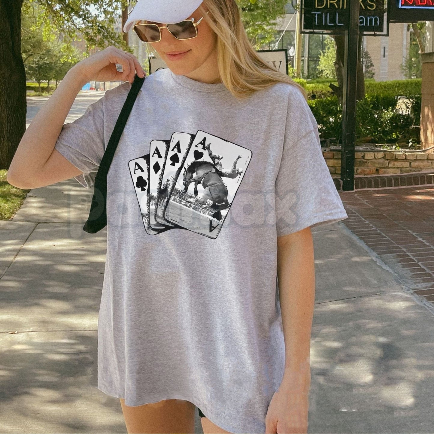 Ace Card Cowboy T-Shirt - Vintage Western Graphic Tee, Gambler Luck Apparel, Unisex Texas Hold'em Shirt