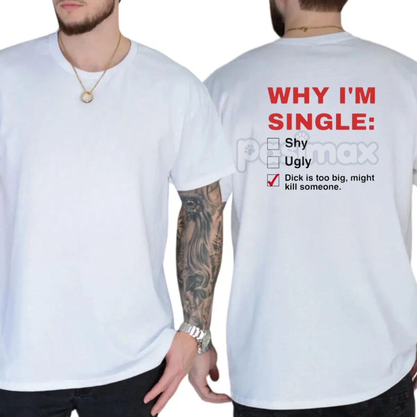 "Why I'm Single" Funny Graphic T-Shirt - Men's Humor Tee, Funny Adult Graphics Shirt, Great Gift for Men