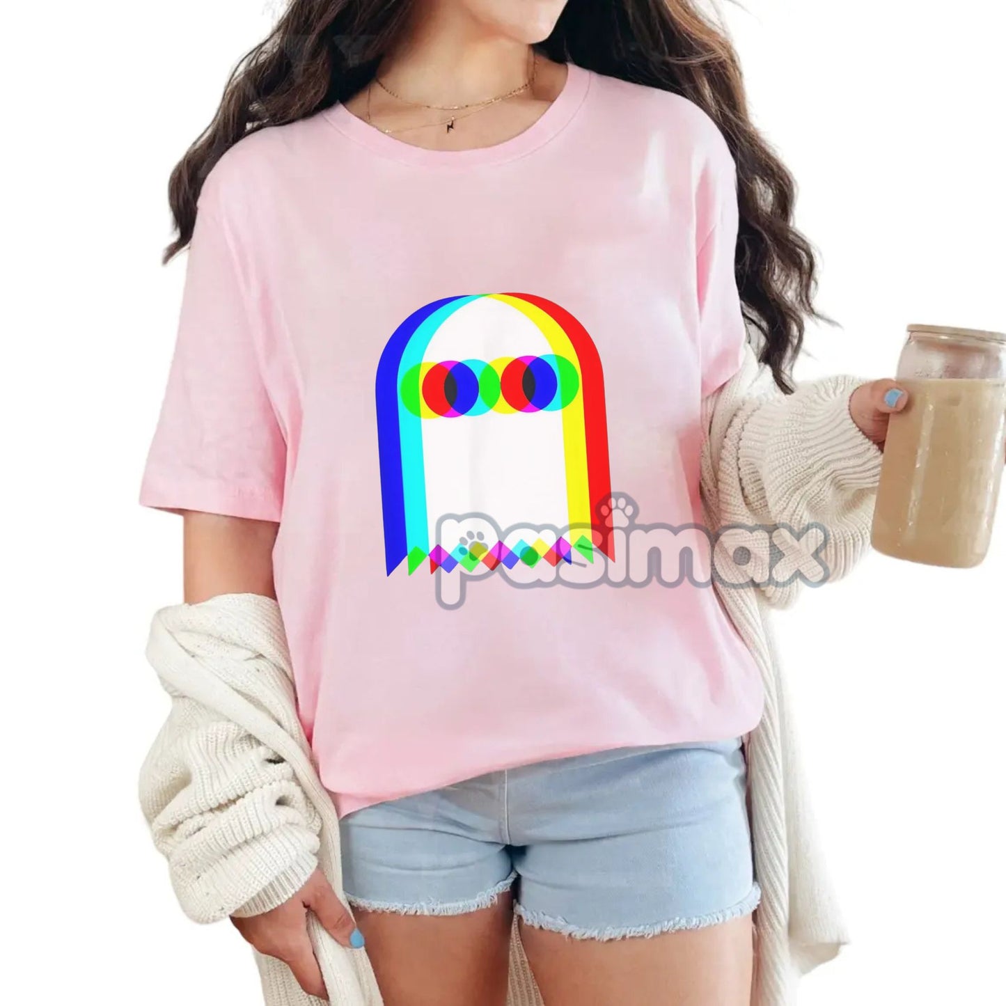 Ghost Trippy Vaporwave T-Shirt - Halloween Rave EDM Party Tee, Techno Music Apparel