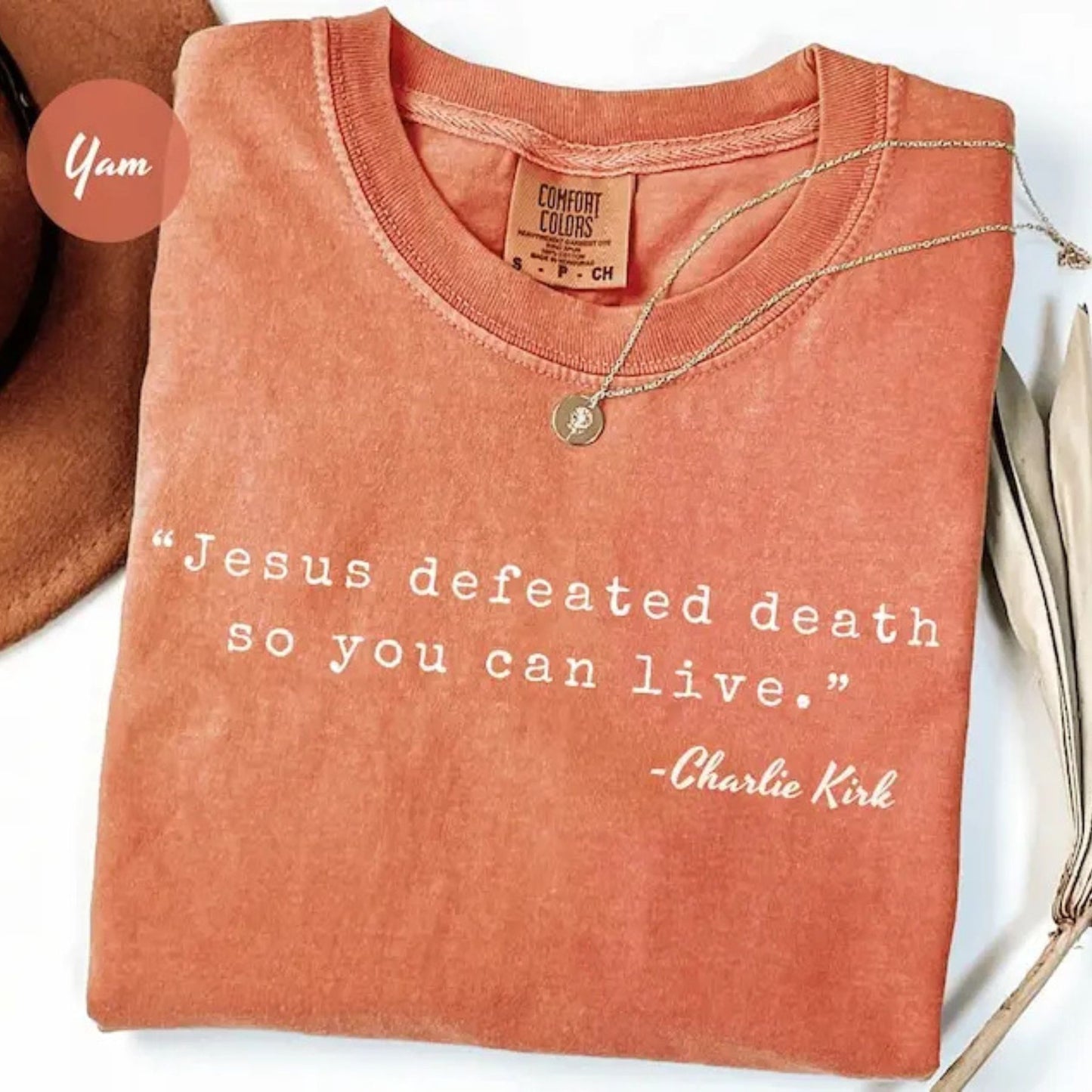 Charlie Kirk Shirt – 'Jesus Defeated Death' Republican Tee, Free Speech Support Shirt, Political Faith Apparel