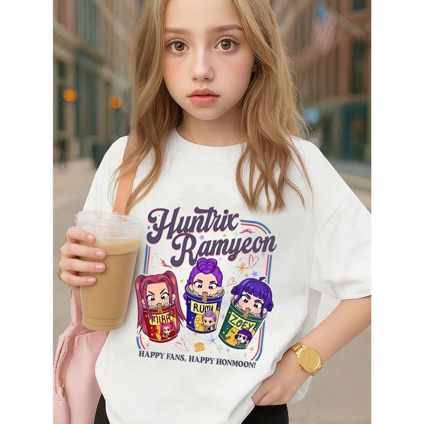 Rumi, Zoey & Mira "HUNTR/X" T-Shirt - Y2K KPOP Anime Graphic Tee, Back to School Clothes for Kids
