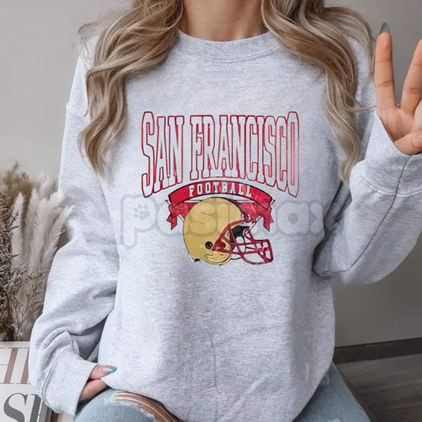 Vintage All 27 Team Football Sweatshirt – Nostalgic Hometown Crewneck in Ash Color