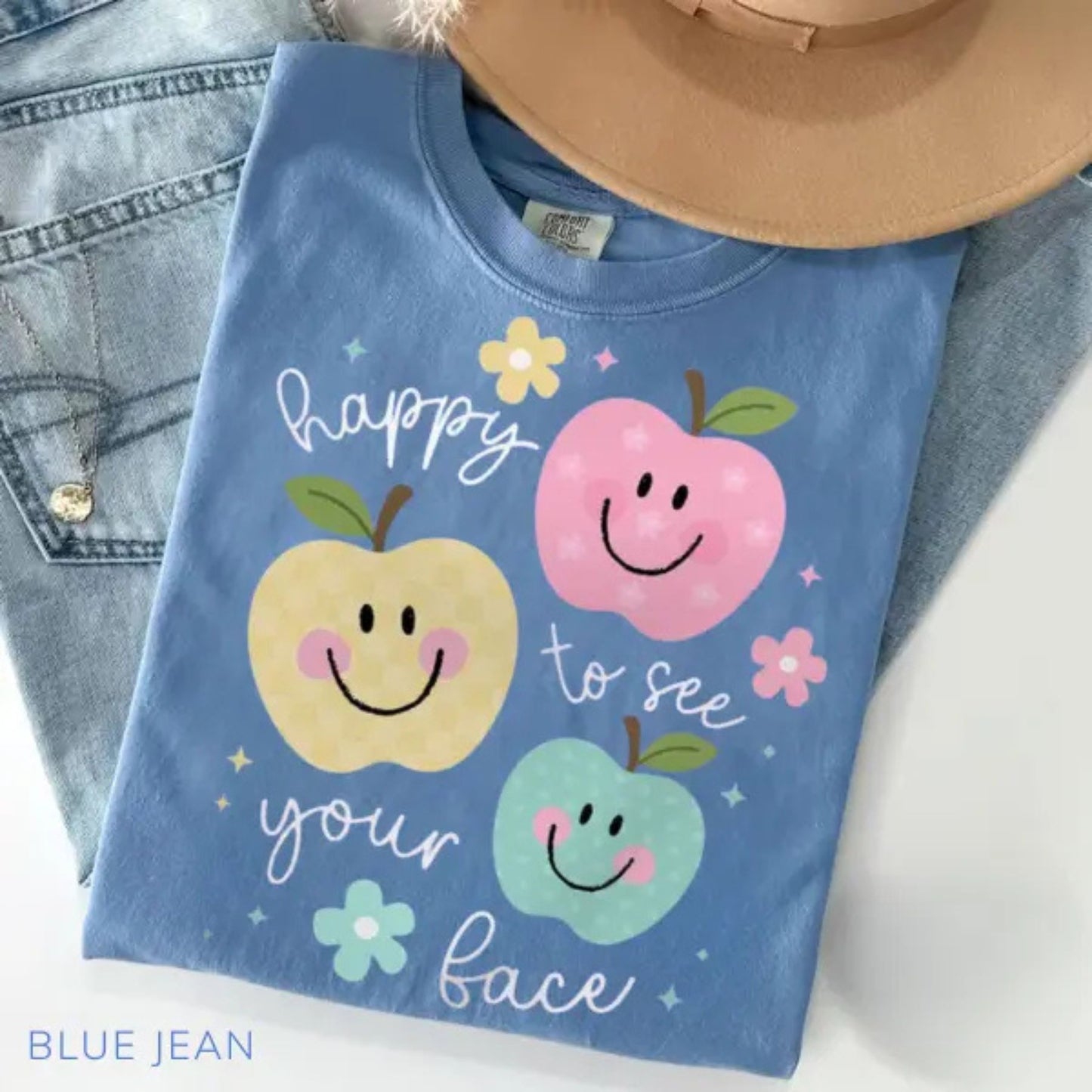 'Happy To See Your Face' Teacher Shirt – Comfort Colors Back to School Tee, New Teacher Gift, Cute Teacher Life Shirt