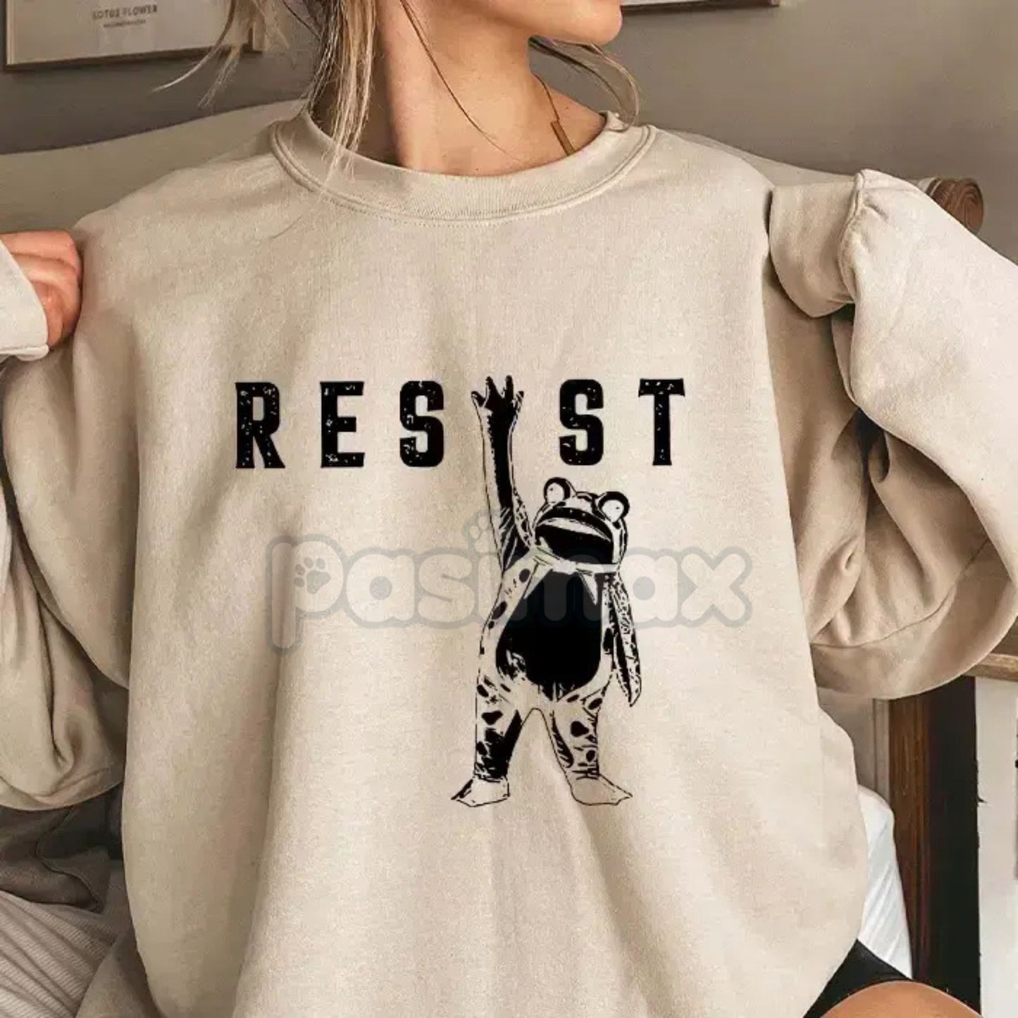 Resist Frog Rage Against The Machine Sweatshirt – I Stand With Frog Political Satire Crewneck