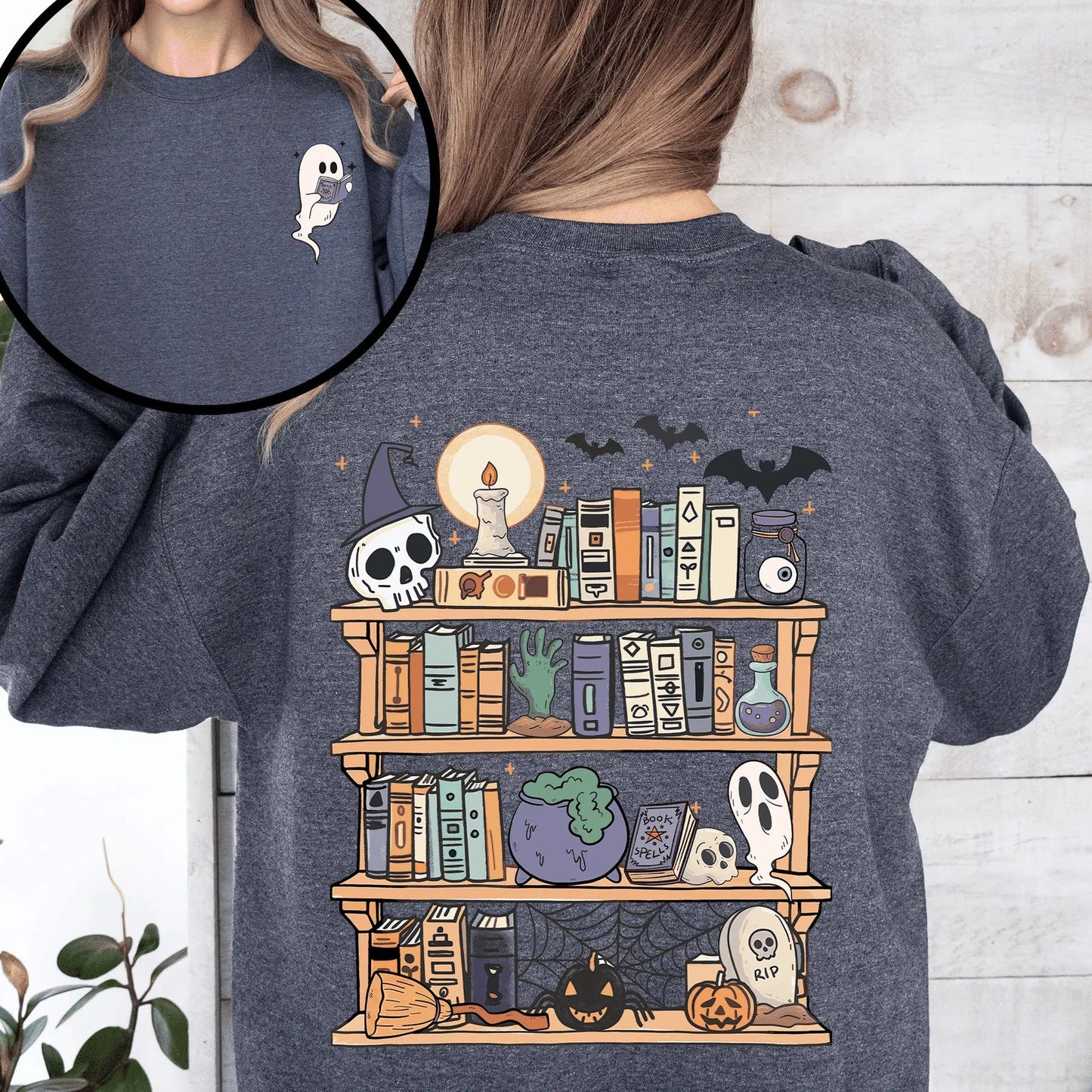 Reading Ghost Sweatshirt – Spooky Teacher & Library Halloween Top