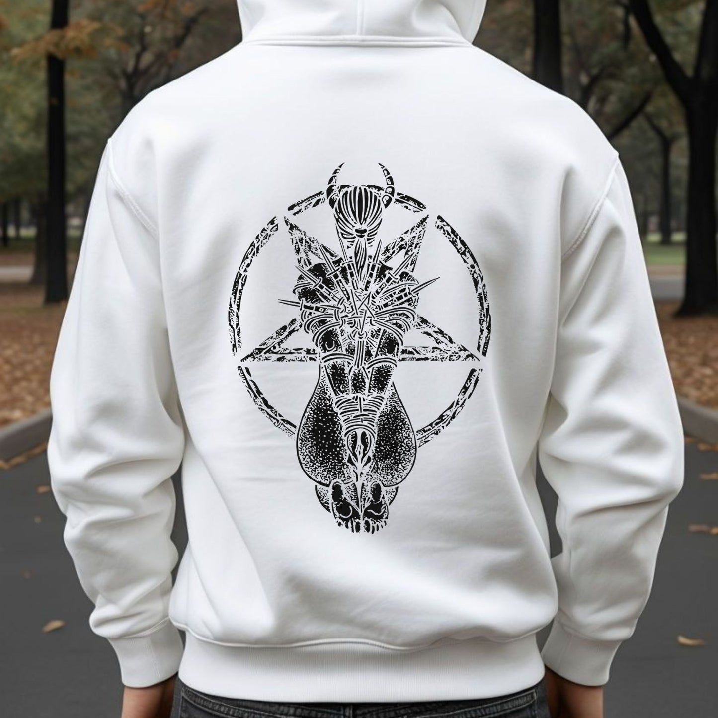 Goat Skull Pentagram Occult Hoodie – Gothic & Pagan Apparel, Mystical Pullover, Witchy Gift