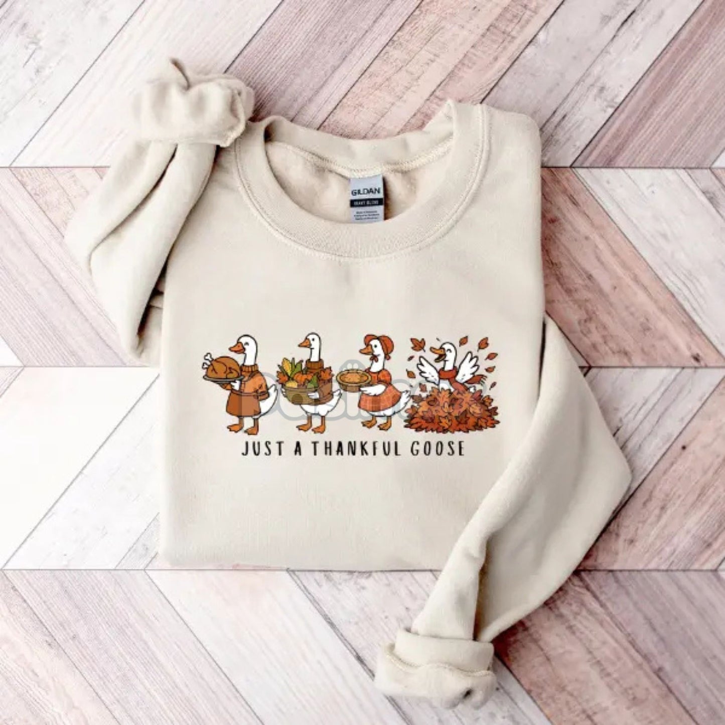 Just a Thankful Goose Sweatshirt – Funny Silly Goose Thanksgiving Fall Crewneck