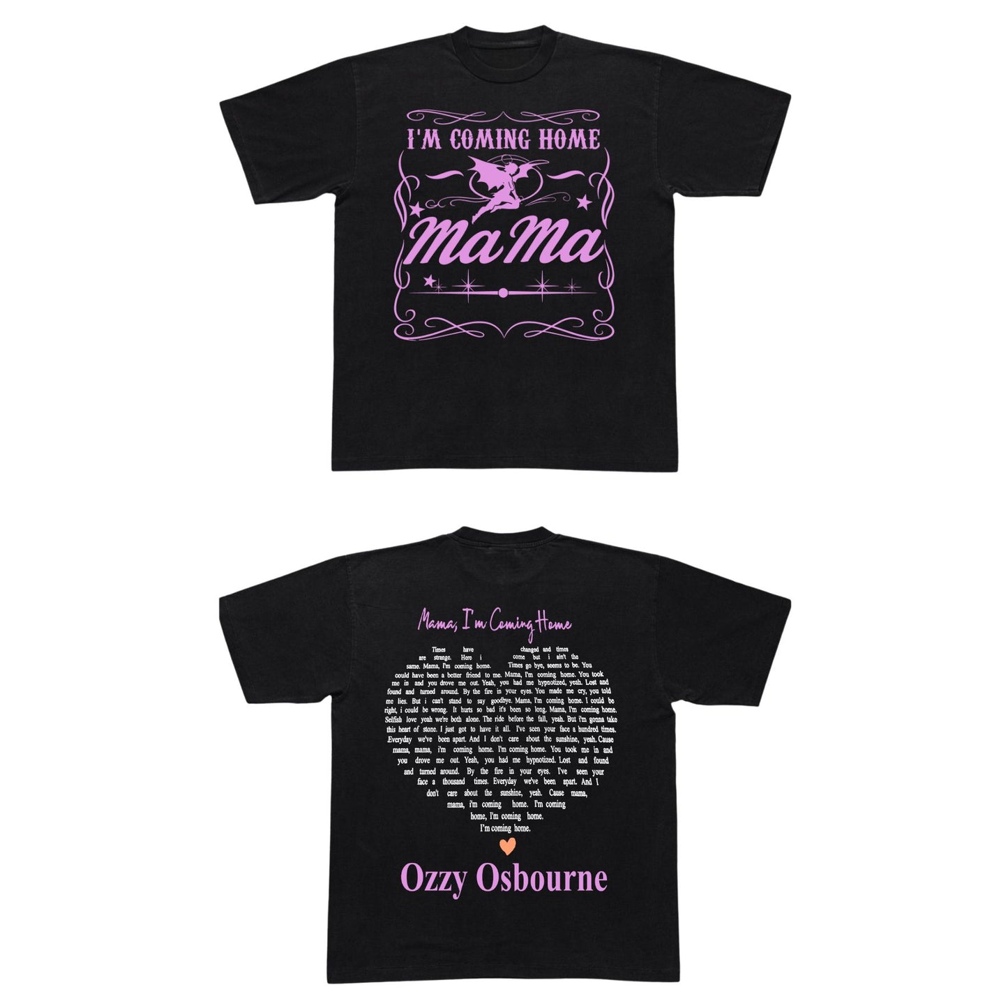 "Mama, I’m Coming Home" Rock Tee - Two-Sided Lyric Tribute T-Shirt, Ozzy Osbourne Fan Apparel
