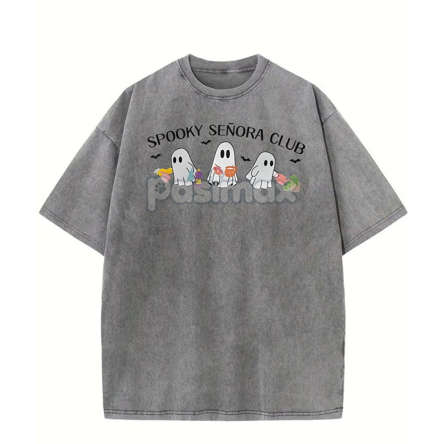 "Spooky Señora Club" Vintage Acid Wash T-Shirt – Unisex Graphic Shirt, Retro Vibe