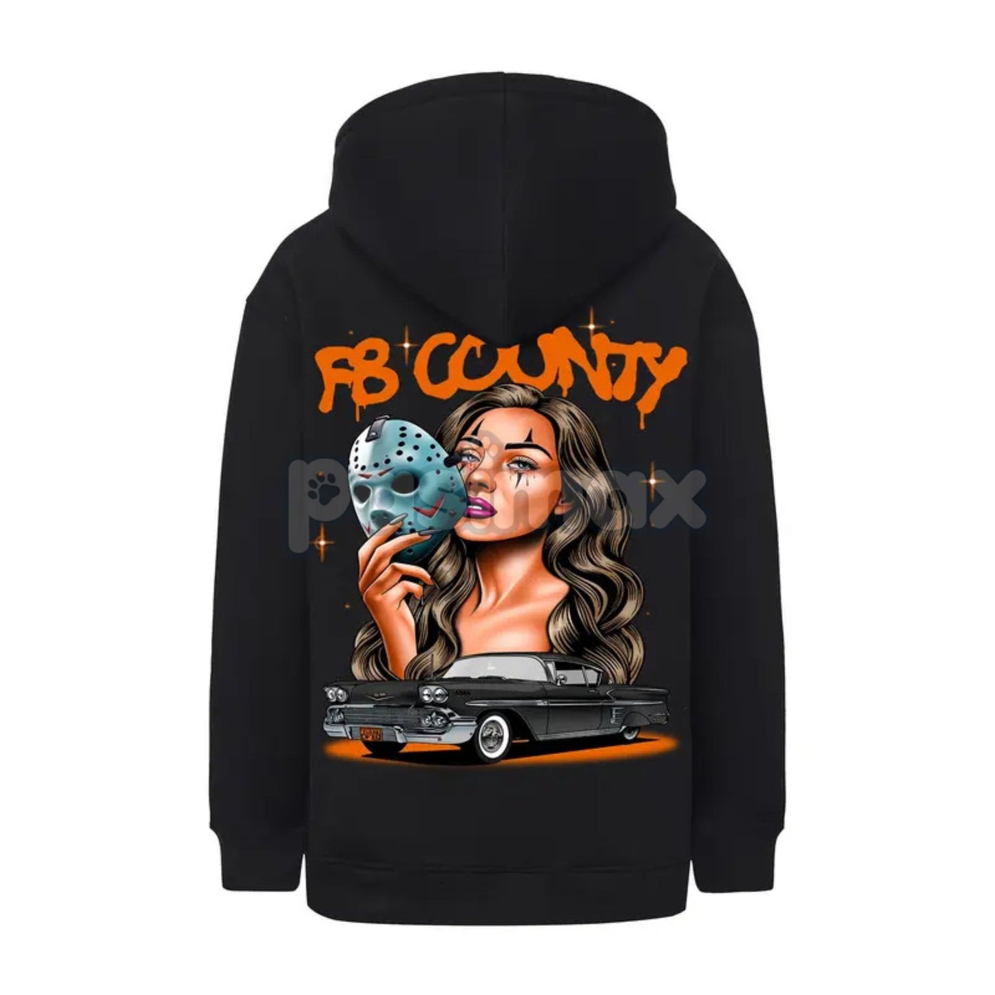 FB County Heavyweight Oversized Halloween Graphic Hoodie – Pullover Streetwear, Unisex Fall Apparel