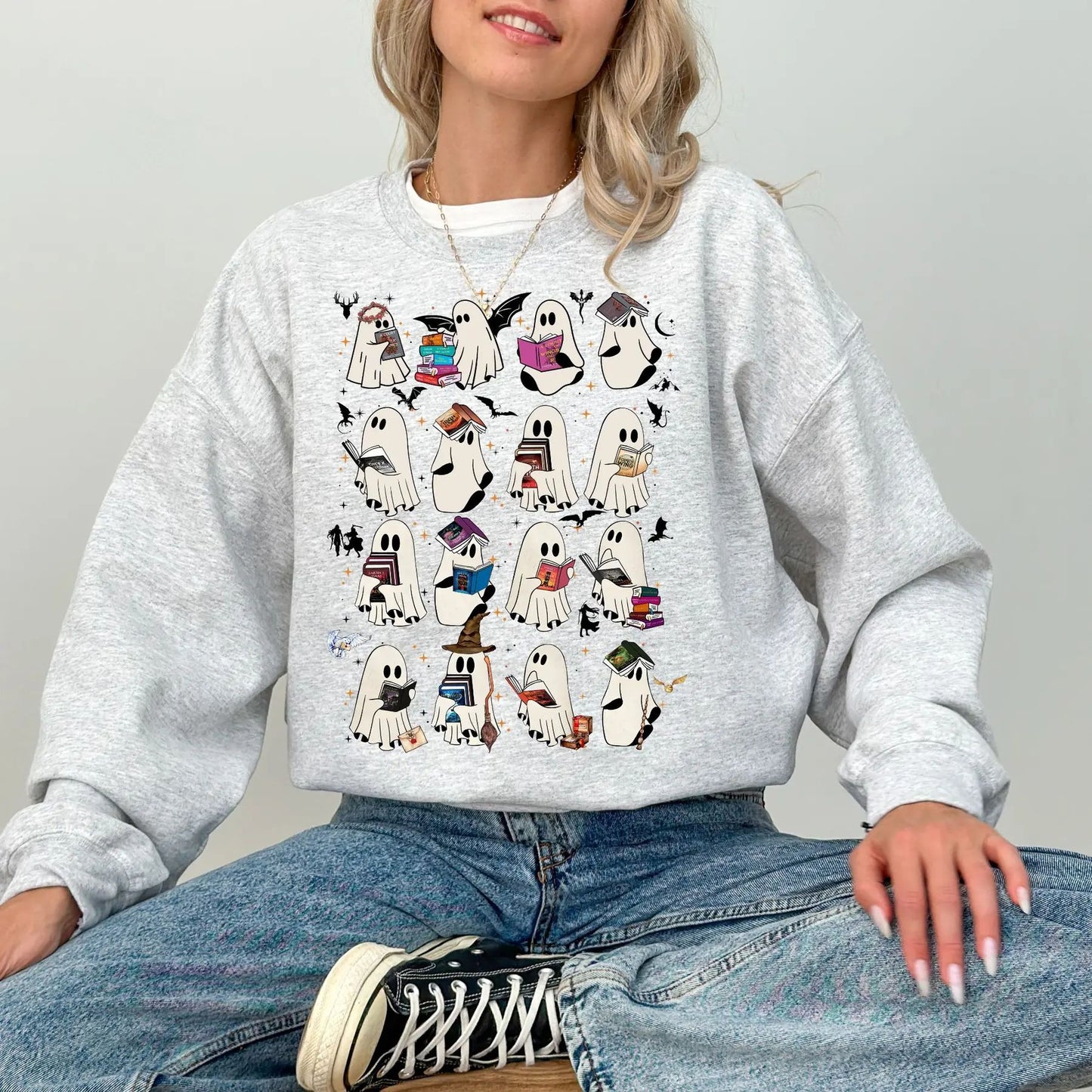Retro Ghost Book Sweatshirt – Fourth Wing, ACOTAR & SJM Book Lover Gift