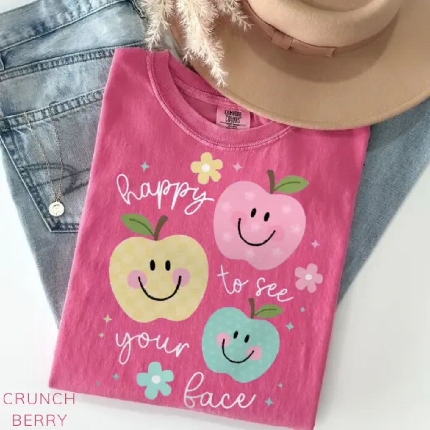 'Happy To See Your Face' Teacher Shirt – Comfort Colors Back to School Tee, New Teacher Gift, Cute Teacher Life Shirt