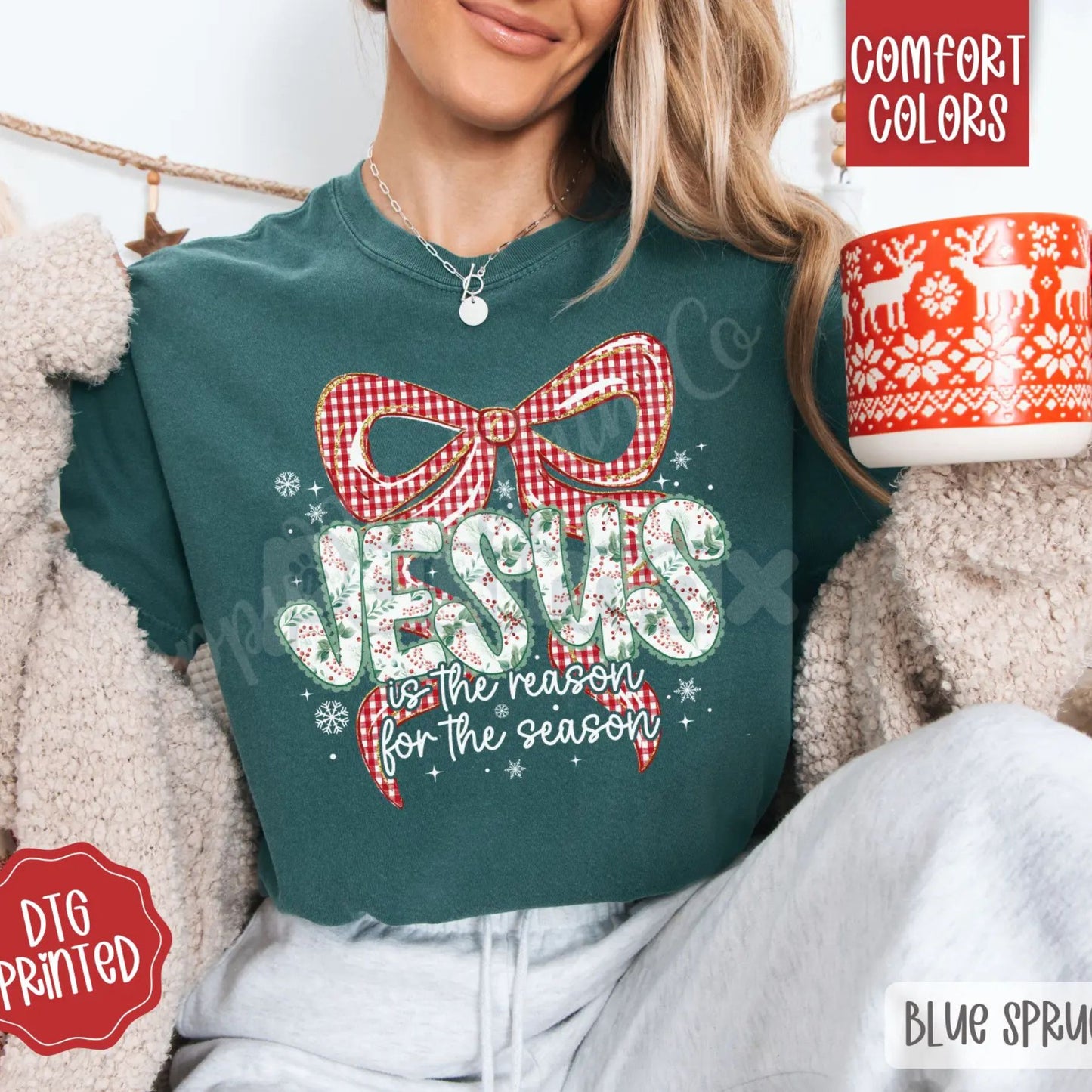 'Jesus Is The Reason For The Season' Comfort Colors® Tee – Modern Christian Christmas Shirt, Religious Women's Gift