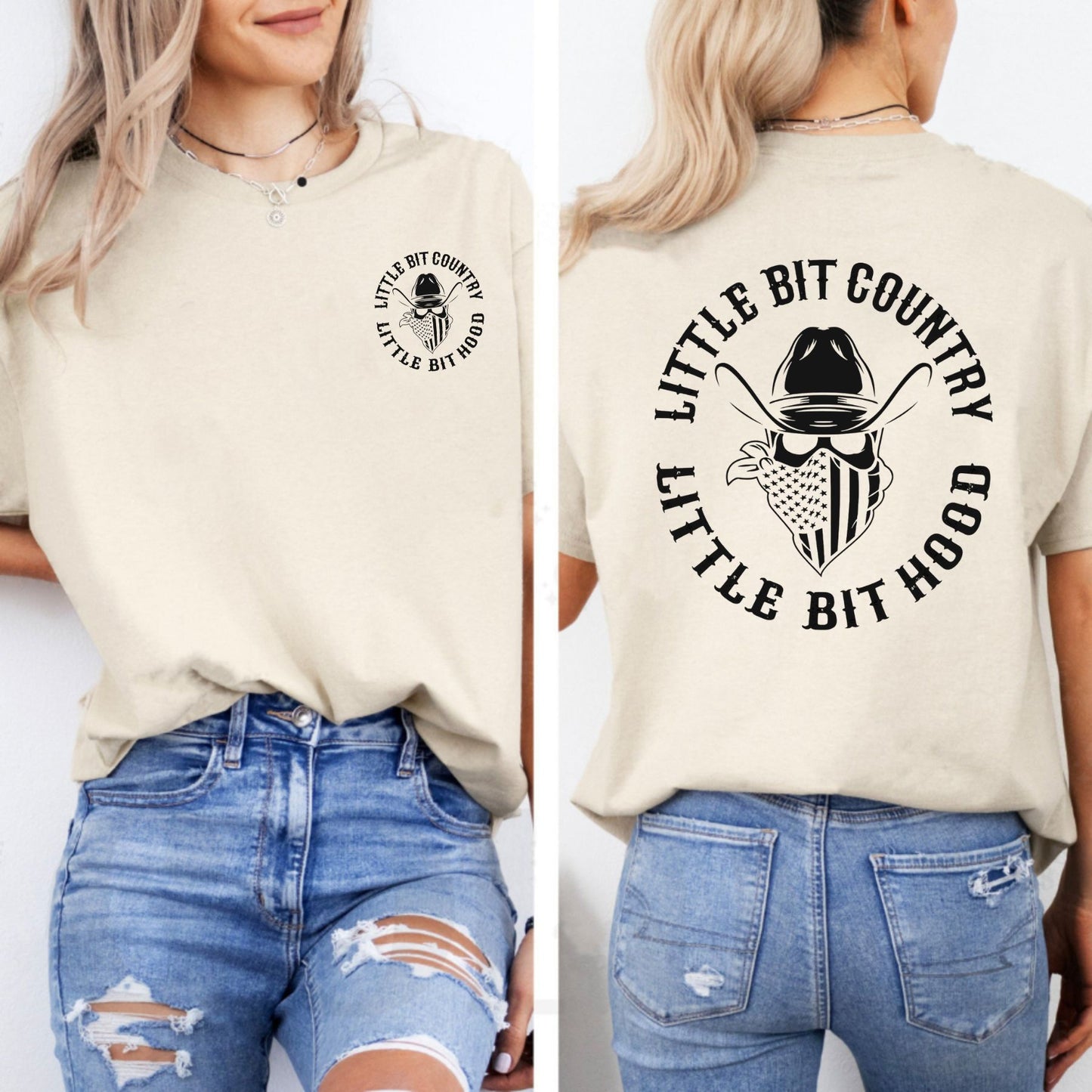 "Little Bit Country Little Bit Hood" T-Shirt - Funny Black Short Sleeve Tee, Bold Statement Apparel