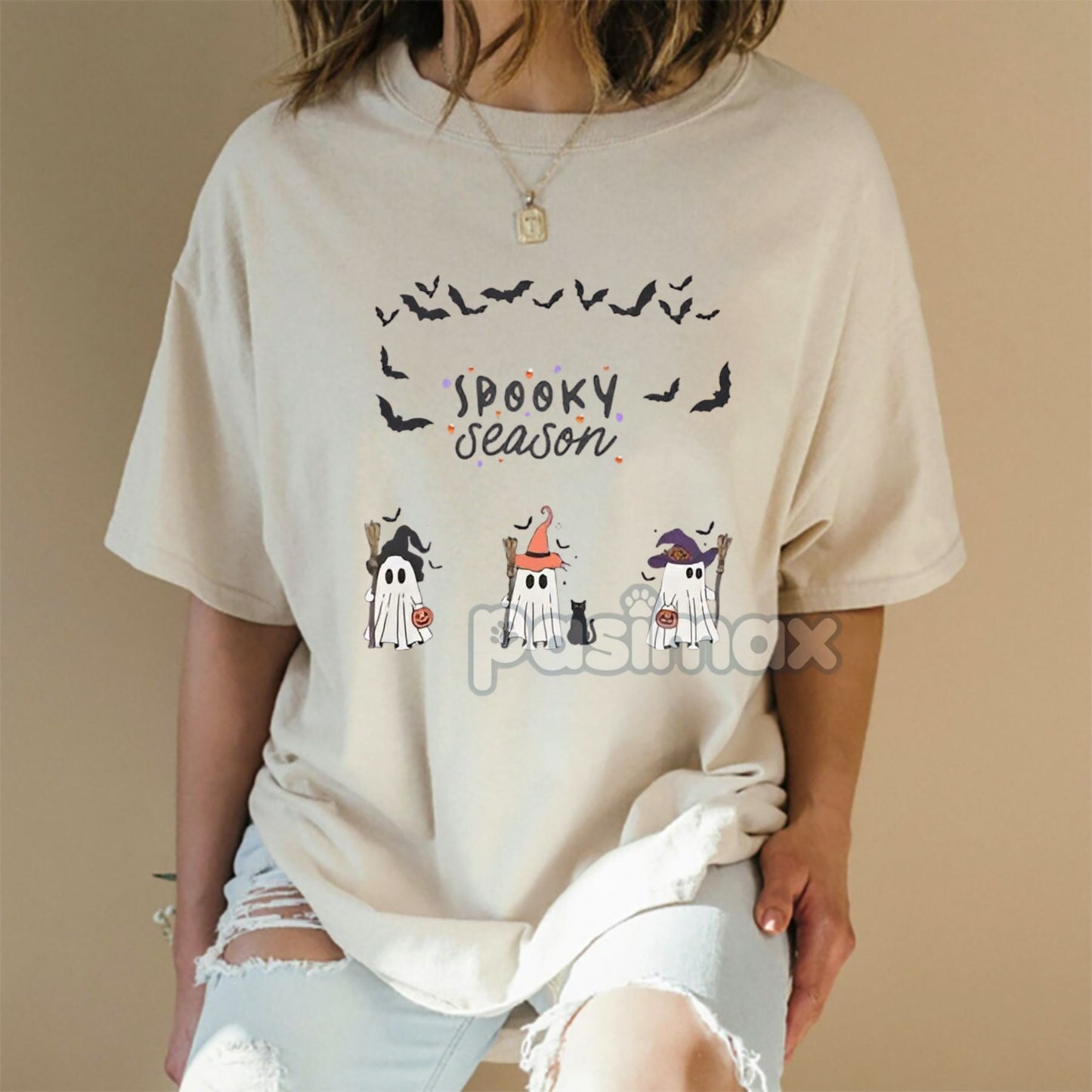 Spooky Boo Ghost T-Shirt - Cute Halloween Ghost Tee, Simple Spooky Apparel