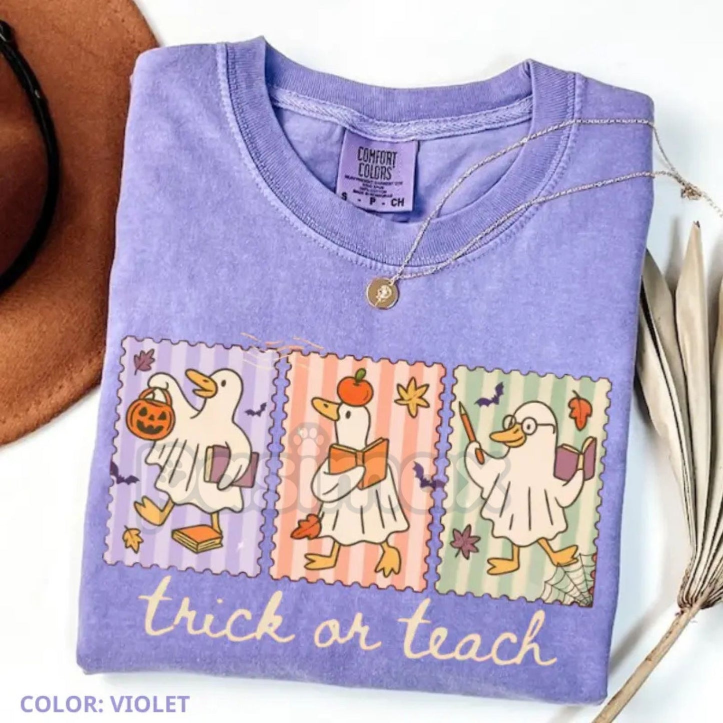 Comfort Colors® Vintage Teacher Goose Halloween Shirt – Funny Retro Spooky Season Tee, Chaotic Educator Gift
