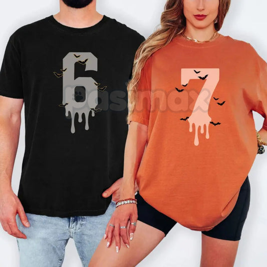 6-7 Shirts Comfort Colors® Couples Halloween T-Shirt – Funny Matching Costume Tee, Relatable Humor Shirt-Pasimax