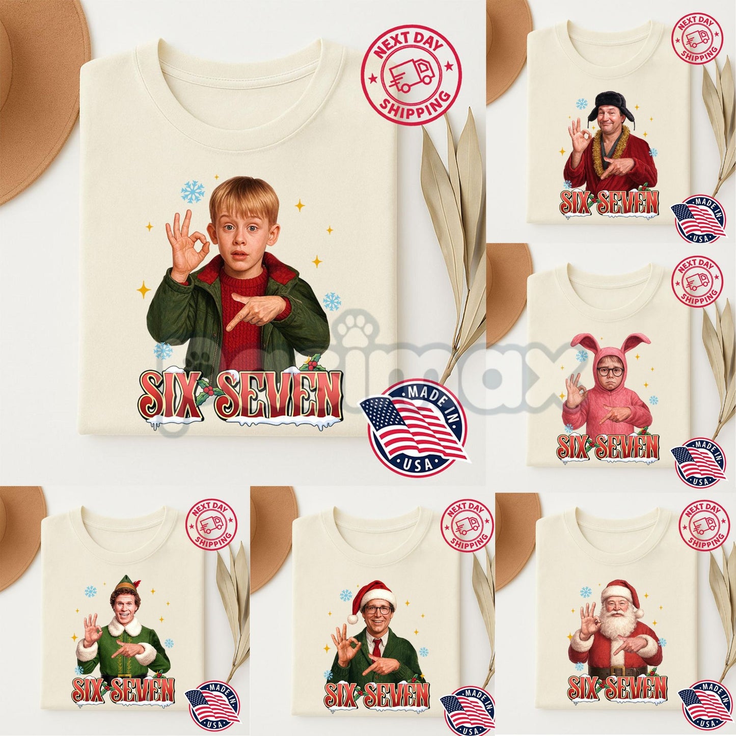 "6 7 Merry Christmas" 90s Movies T-Shirt - Funny Retro Holiday Graphic Tee, Cult Classic Christmas Comedy Shirt, Unisex Nostalgia Apparel-Pasimax