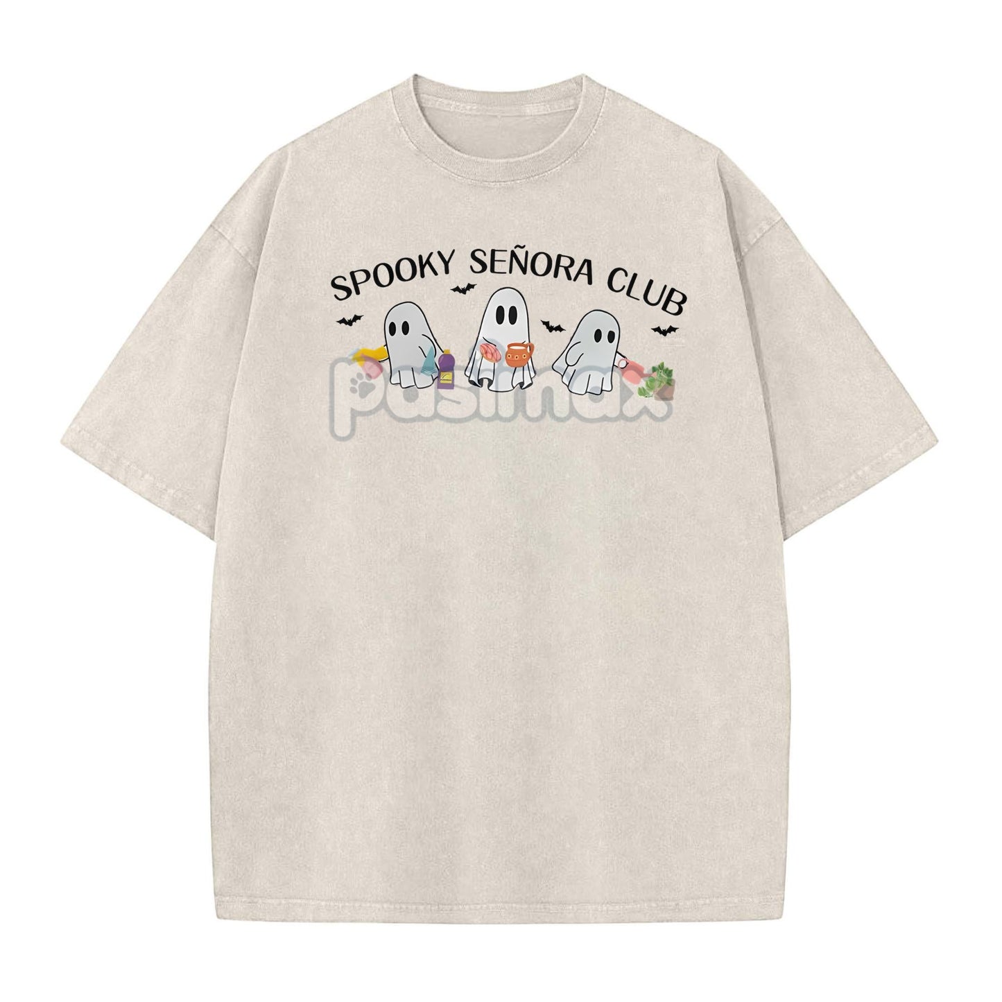 "Spooky Señora Club" Vintage Acid Wash T-Shirt – Unisex Graphic Shirt, Retro Vibe