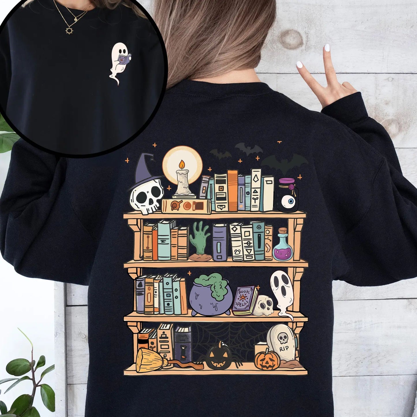 Reading Ghost Sweatshirt – Spooky Teacher & Library Halloween Top