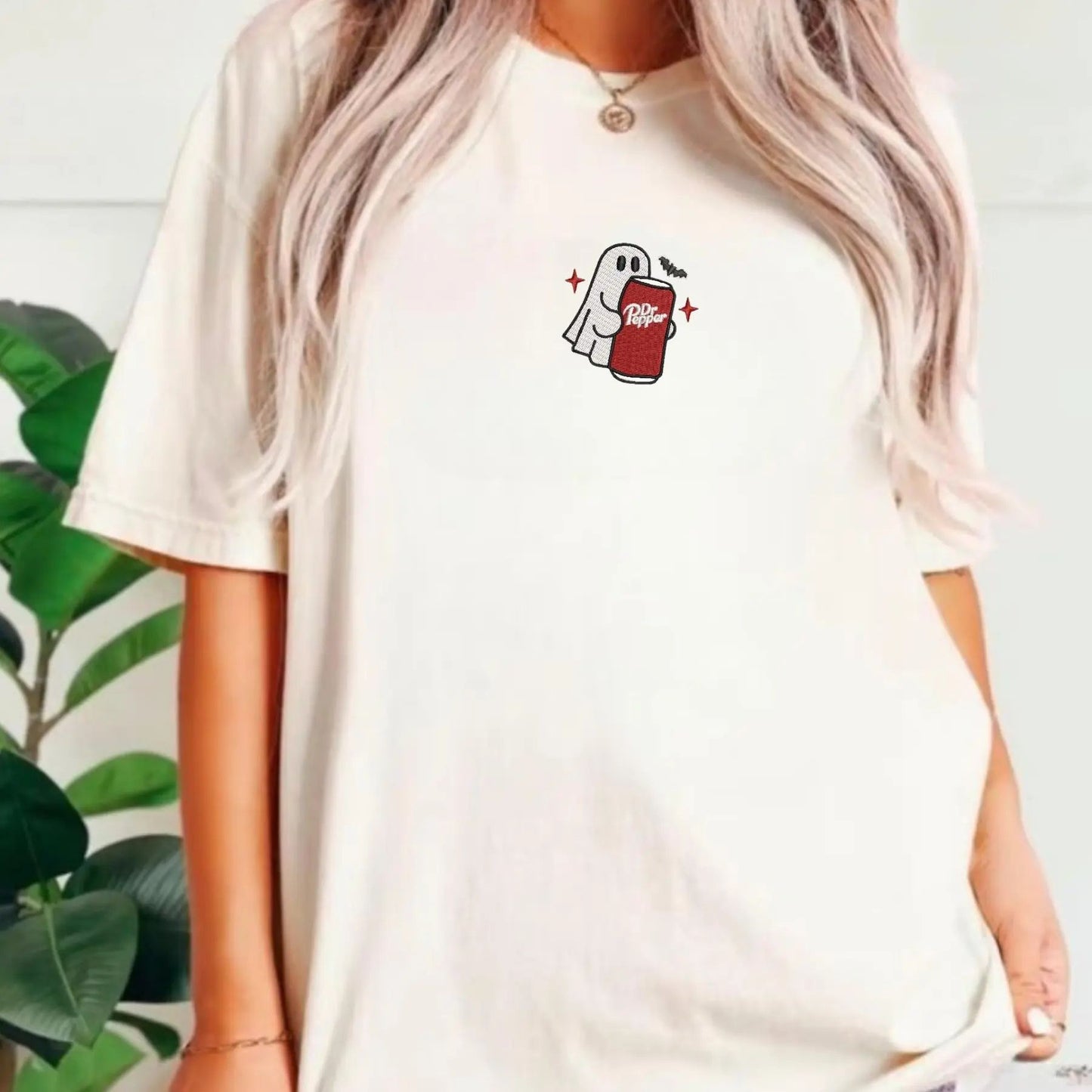 Embroidered Spooky Drink Comfort Colors T-Shirt – Halloween Barista Style Tee