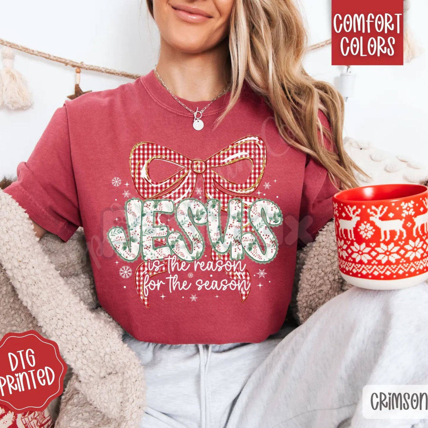 'Jesus Is The Reason For The Season' Comfort Colors® Tee – Modern Christian Christmas Shirt, Religious Women's Gift