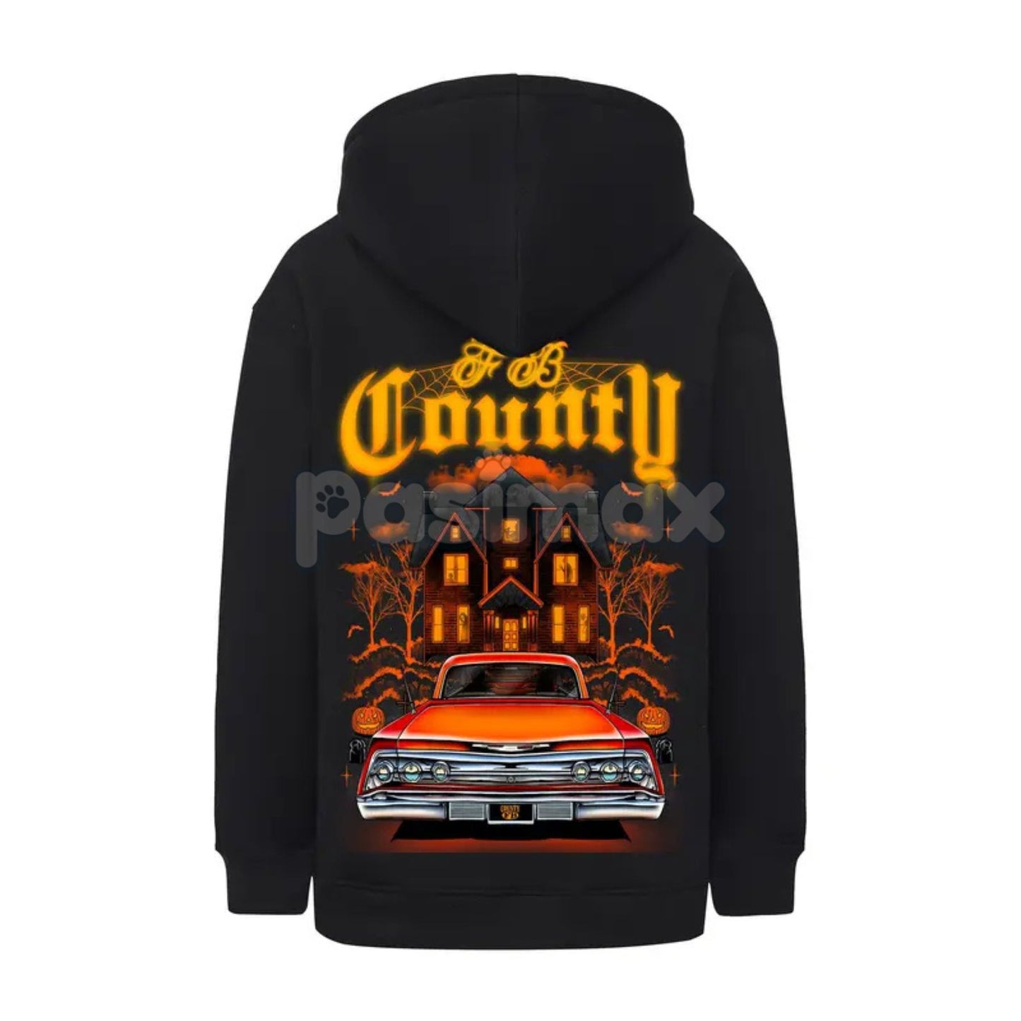 FB County Heavyweight Oversized Halloween Graphic Hoodie – Pullover Streetwear, Unisex Fall Apparel