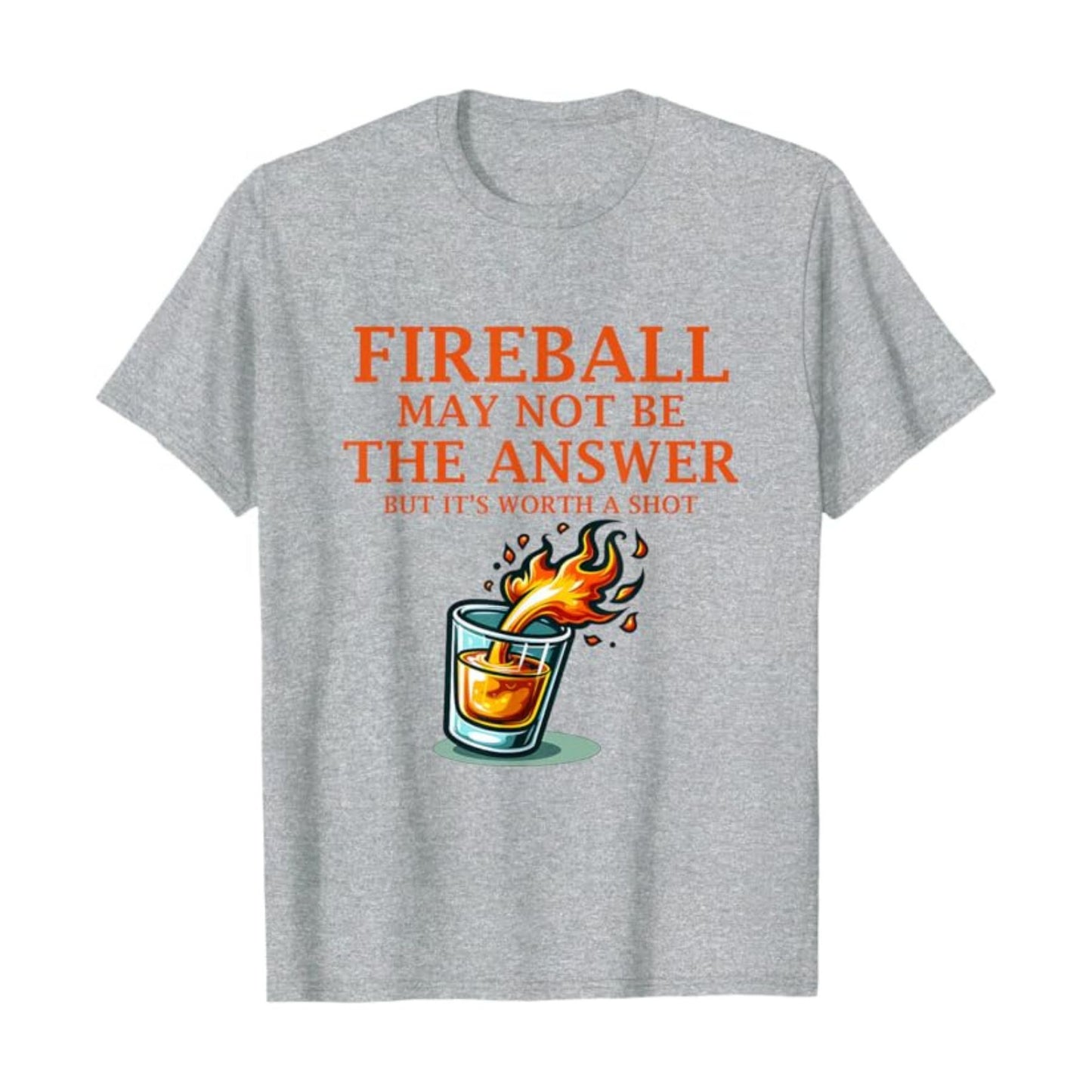 Men's "Fireball & Whiskey" Graphic Tee - Bold Casual Wear, Stylish Slim Fit