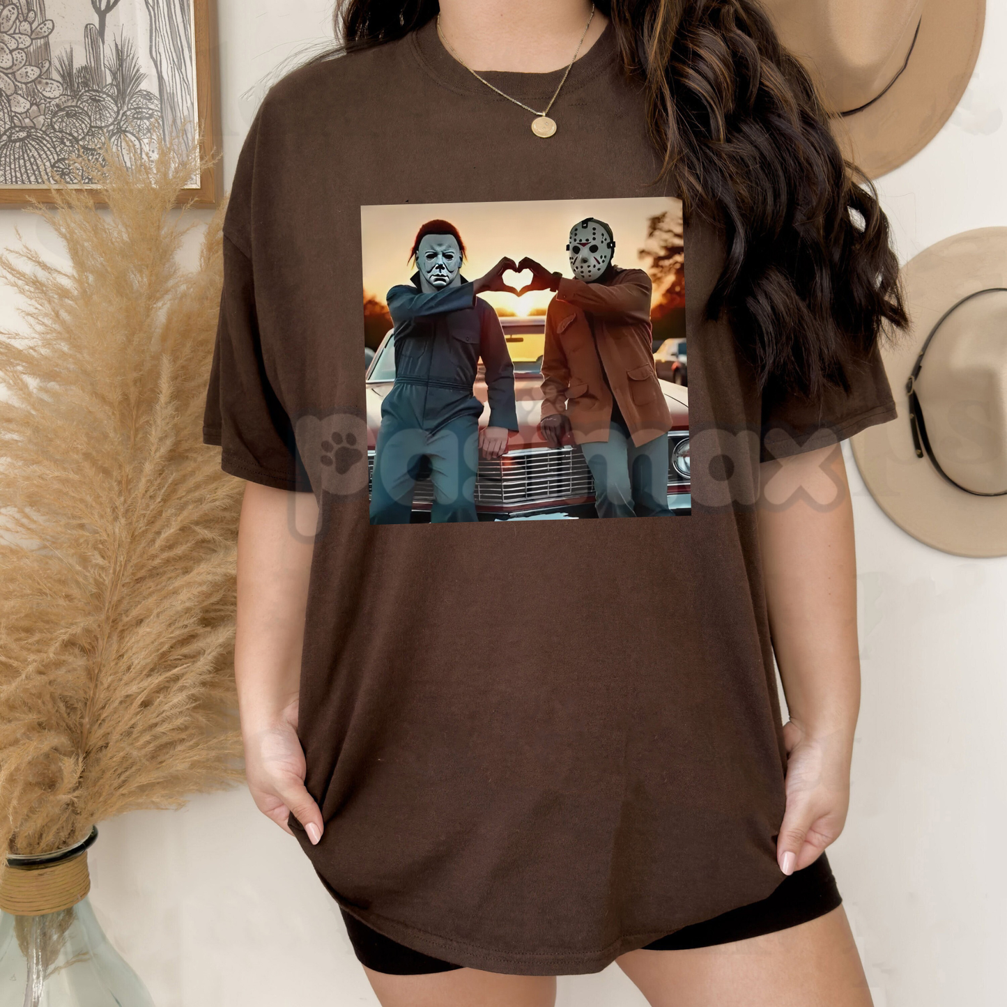 "Heart Hands But Make It Horror" T-Shirt - Funny Michael & Jason 90s Retro Meme Tee, Unisex Halloween Slasher Shirt