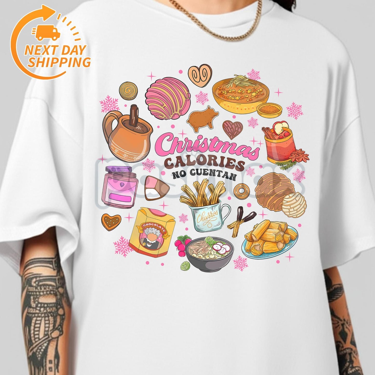 Mexican Pan Dulce Christmas T-Shirt - Spanish Xmas Tee, Concha Holiday Graphic, Festive Latinx Apparel