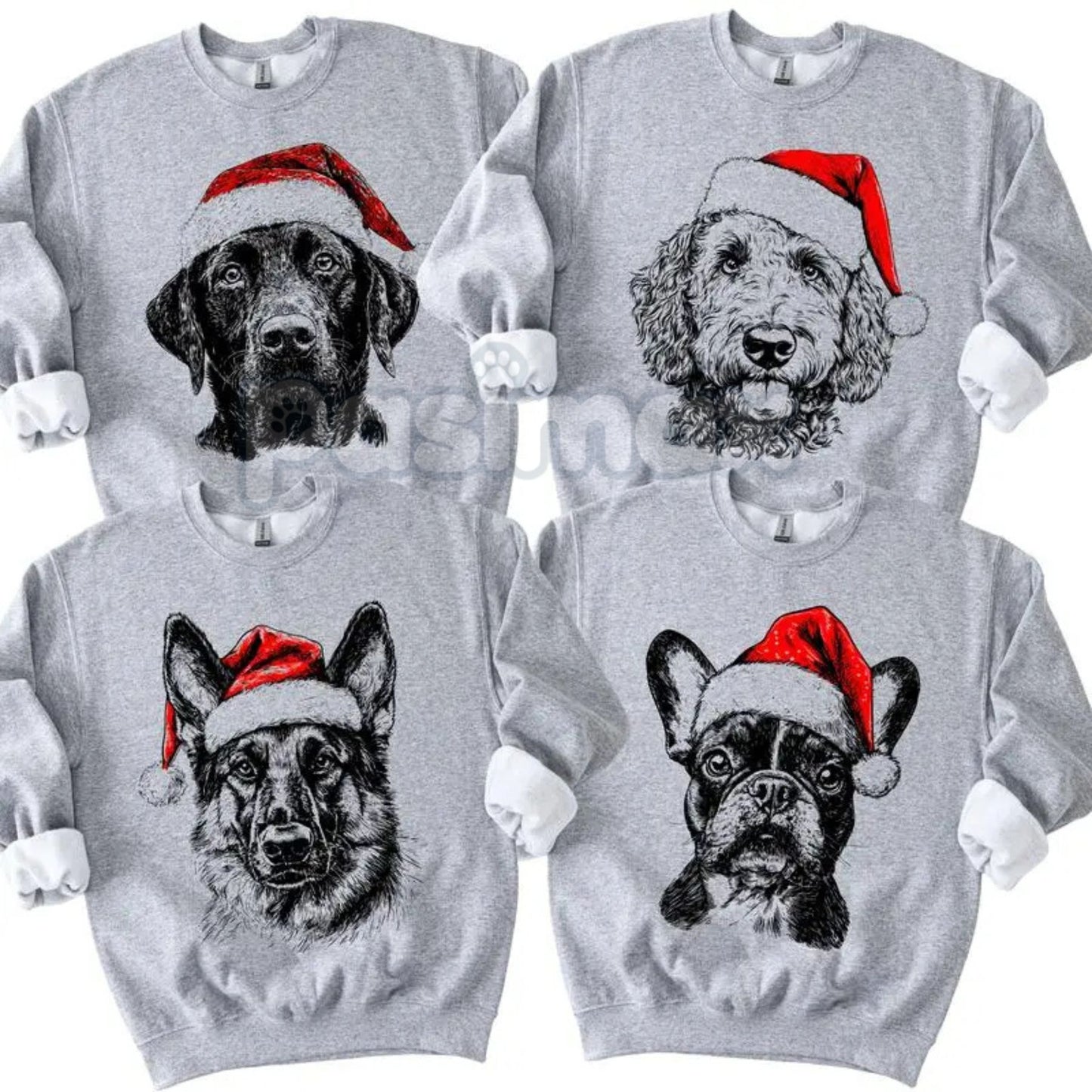 Ash Grey "Santa Paws" Dog Christmas Crewneck – Cozy Pet Lover Holiday Sweatshirt-Pasimax