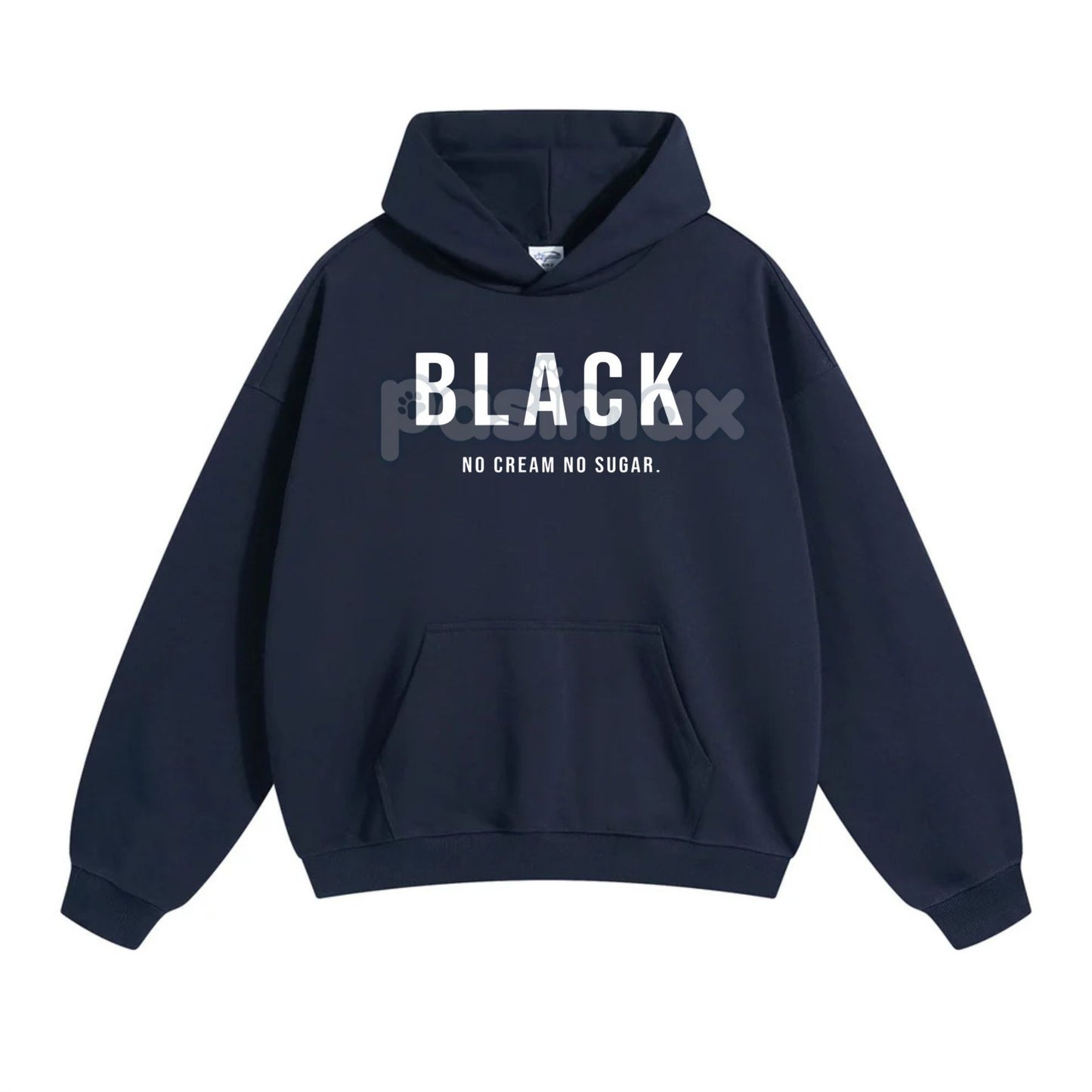 Black No Cream No Sugar Hoodie – Minimalist Coffee Lover Pullover, No-Nonsense Attitude Apparel-Pasimax