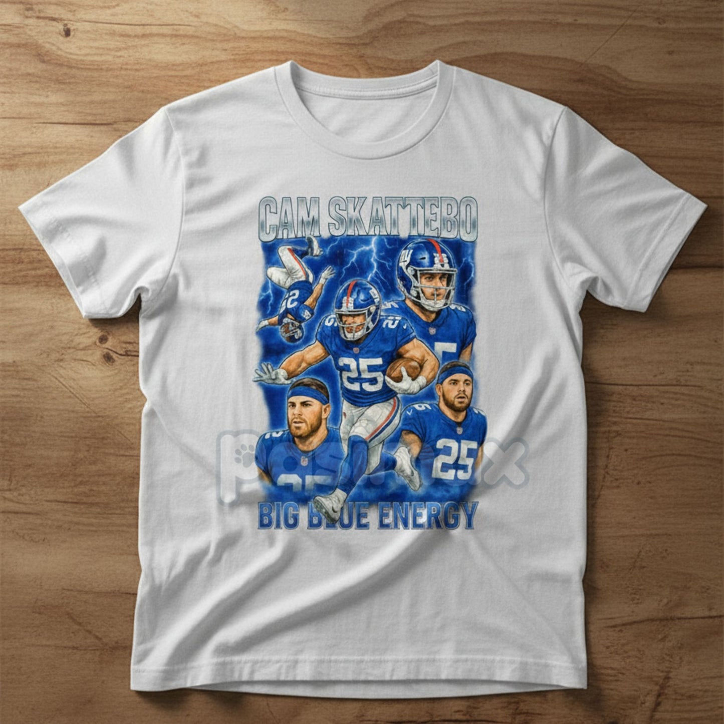 Cam Skattebo "Big Blue Energy" T-Shirt - New York Giants '90s Rap Tribute Tee, Unisex Bootleg RB Graphic-Pasimax