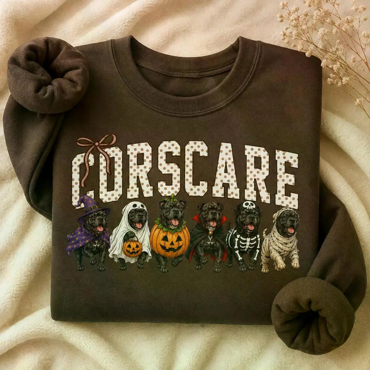 Dark Chocolate 30+ Halloween Dog Breeds Sweatshirt | Dog Mom Fall Crewneck