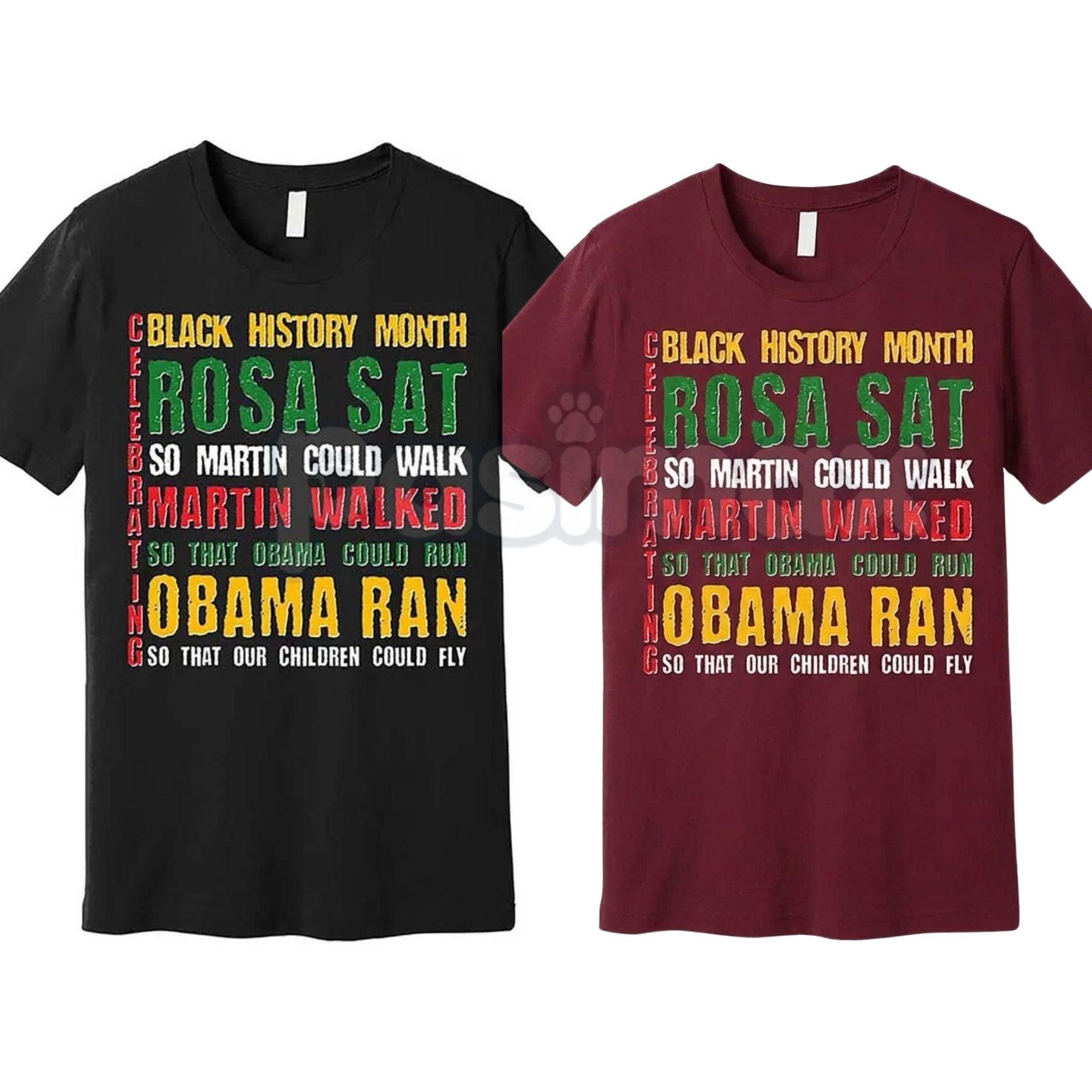 T-shirt Martin Luther King & Barack Obama - Impression Sublimation - 100% Polyester - Taille M