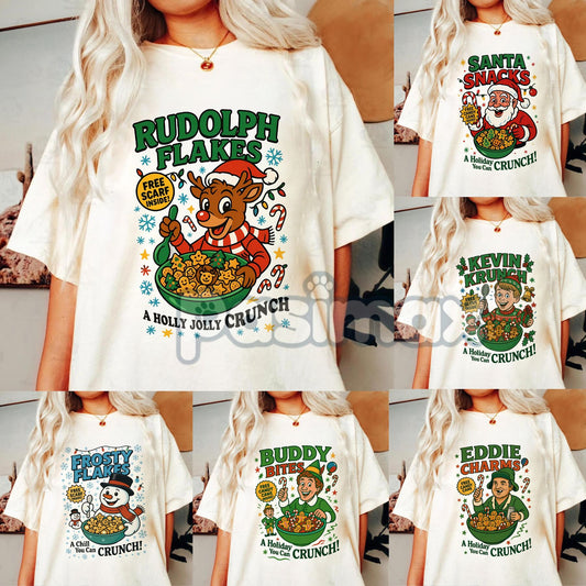 "Cereal Christmas Movies" T-Shirt - Retro Christmas Charm Shirt, Nostalgic Holiday Tee-Pasimax